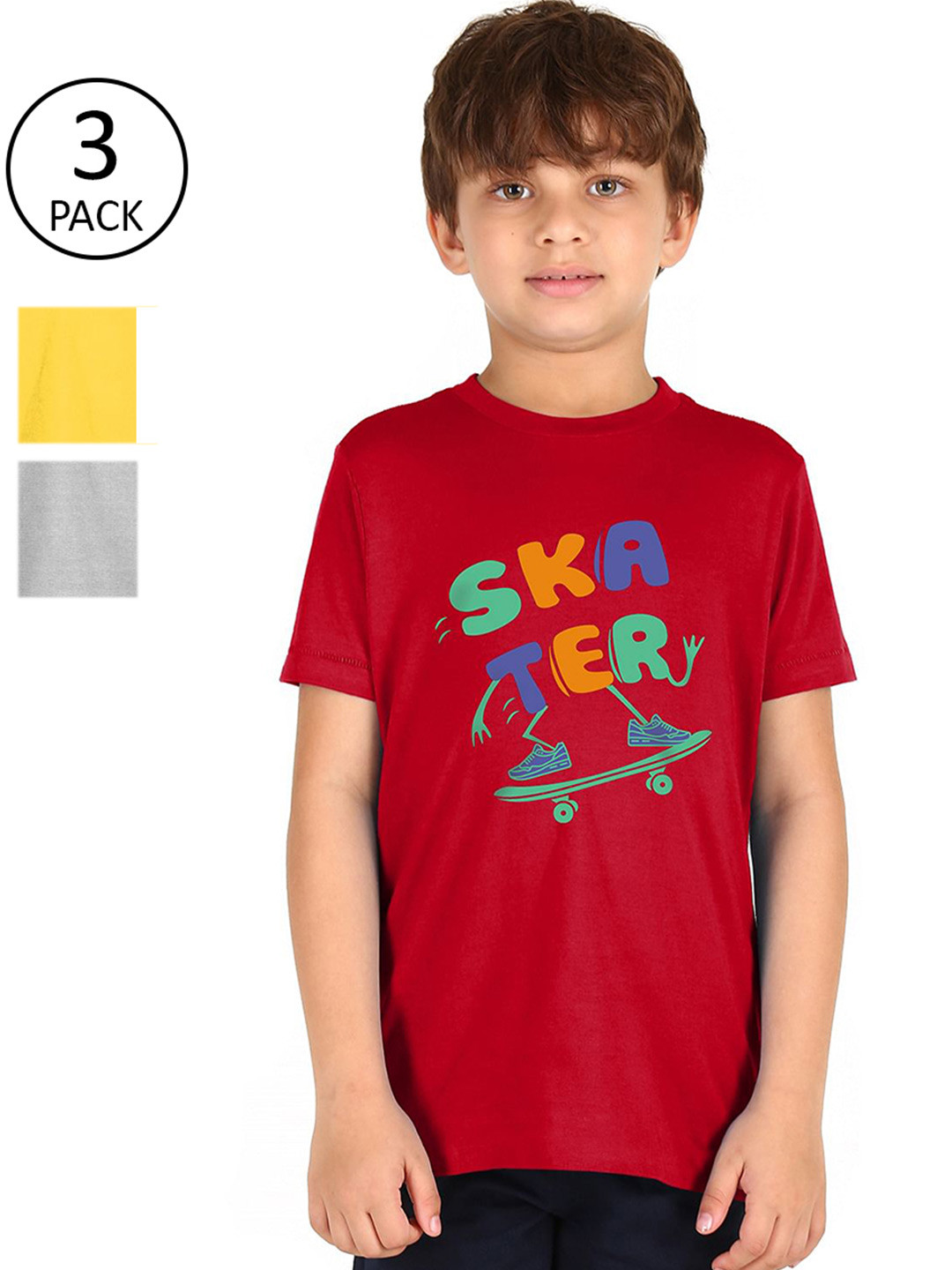 

Donuts Boys Pack Of 3 Typography Printed T-shirt, Multi
