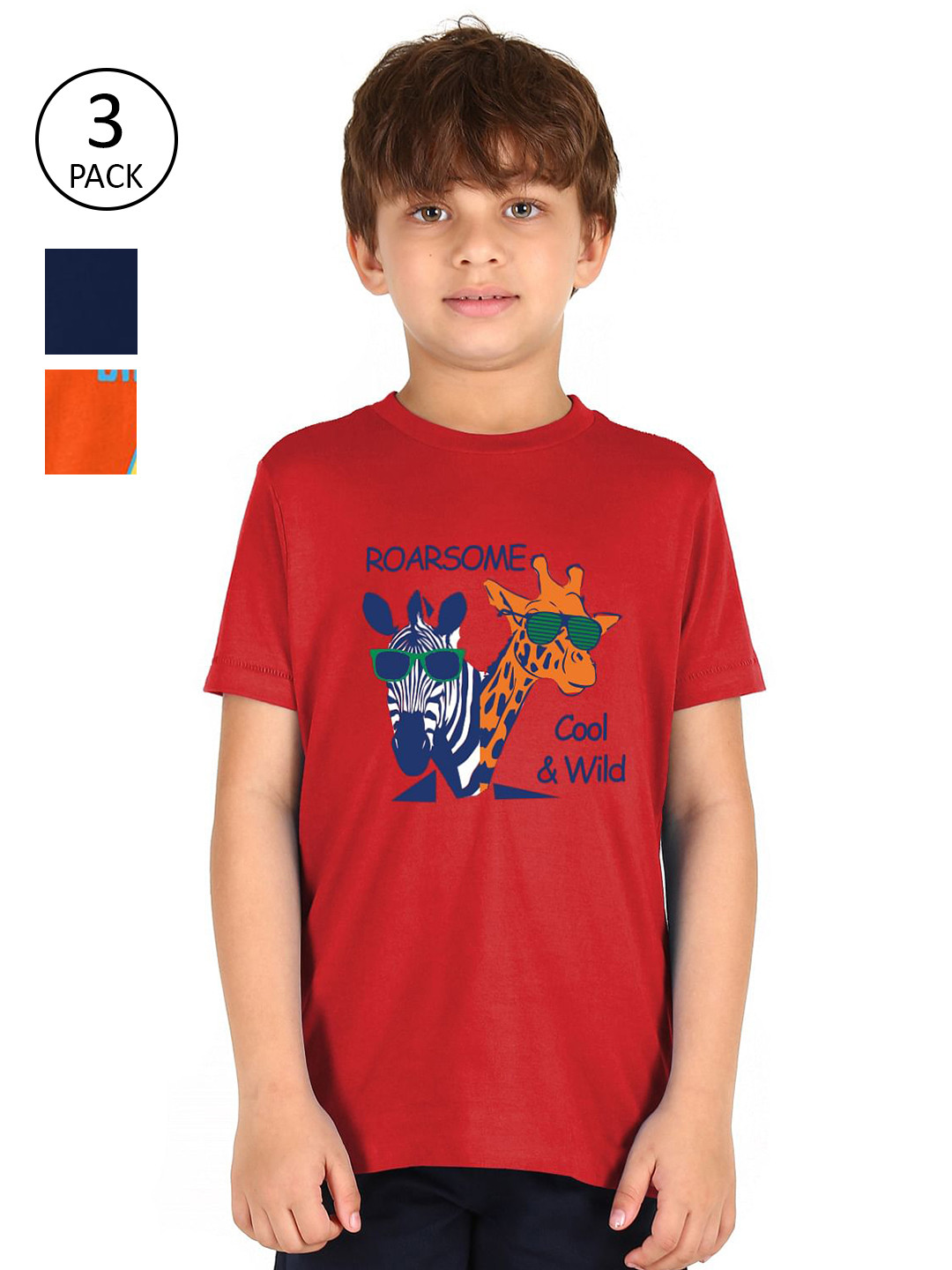 

Donuts Pack Of 3 Boys Printed T-shirt, Red