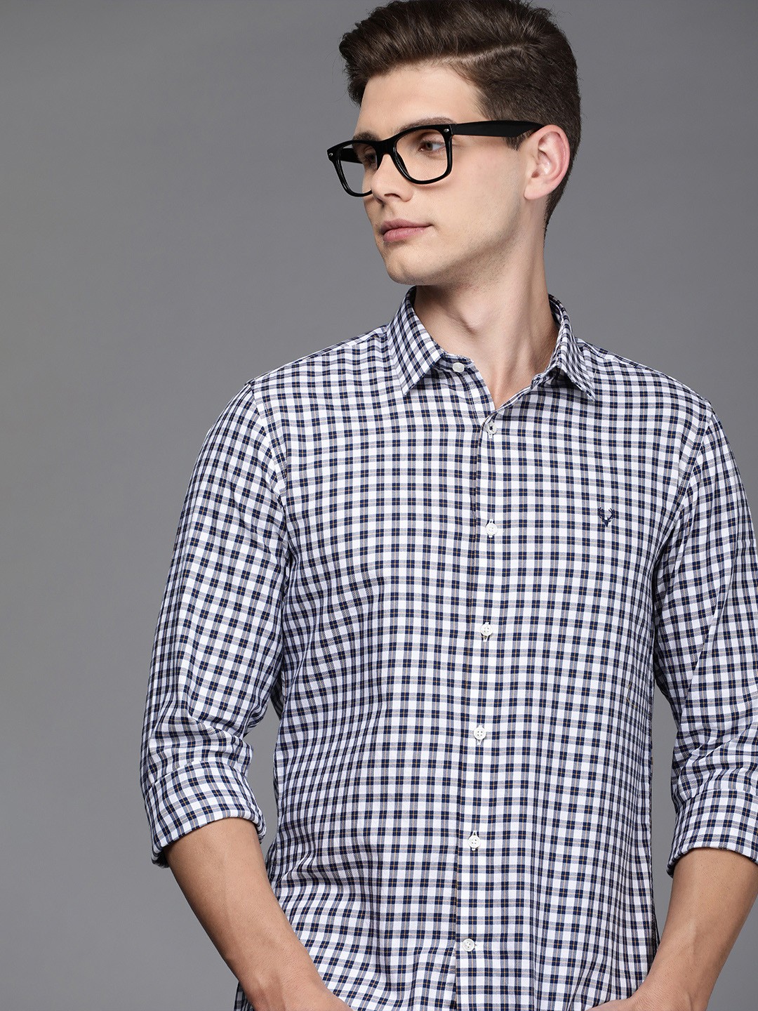 

Allen Solly Sport Men White Slim Fit Micro Checked Pure Cotton Casual Shirt