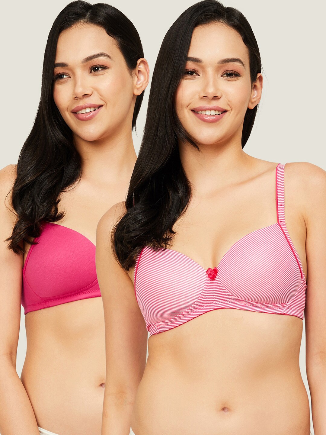 

Ginger by Lifestyle Pack of 2 Pink & White Abstract Bra Lightly Padded