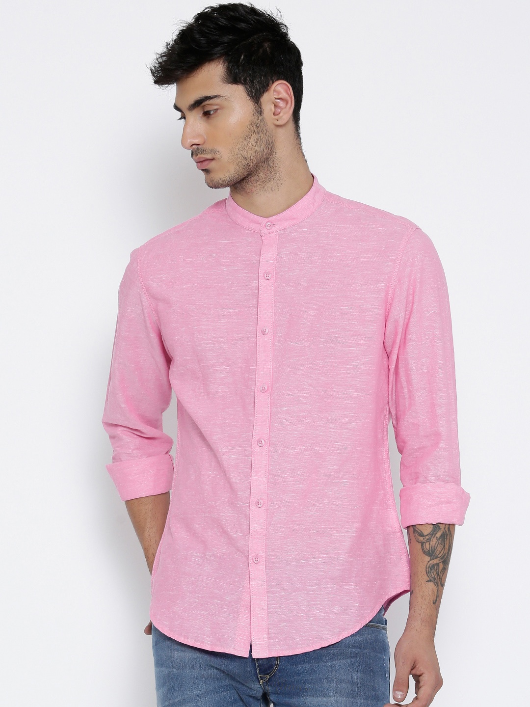 

John Players Men Pink Trim Fit Solid Casual Shirt