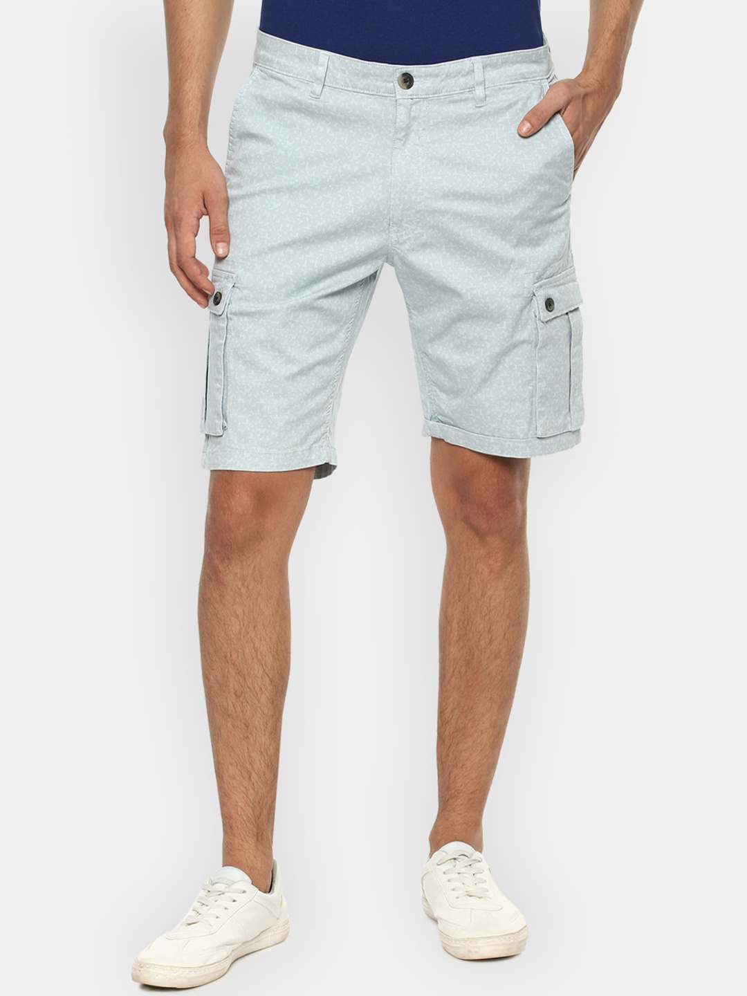 

VAN HEUSEN DENIM LABS Men Blue Printed Cargo Shorts