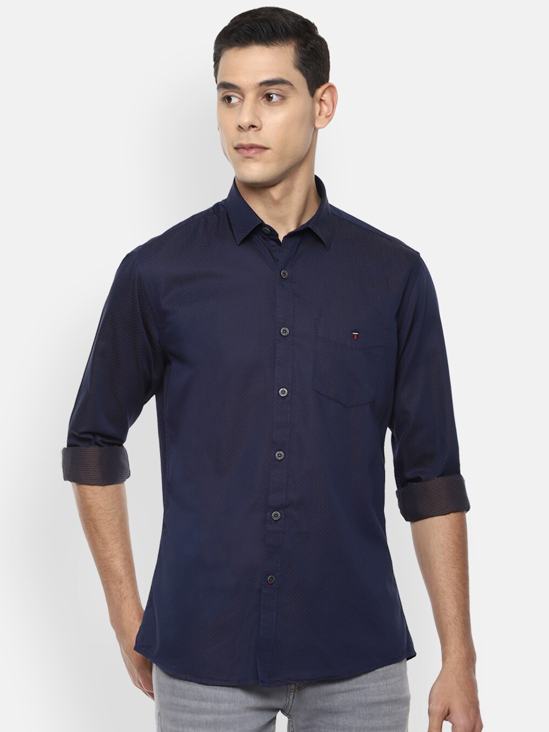 

Louis Philippe Sport Men Navy Blue Slim Fit Pure Cotton Casual Shirt