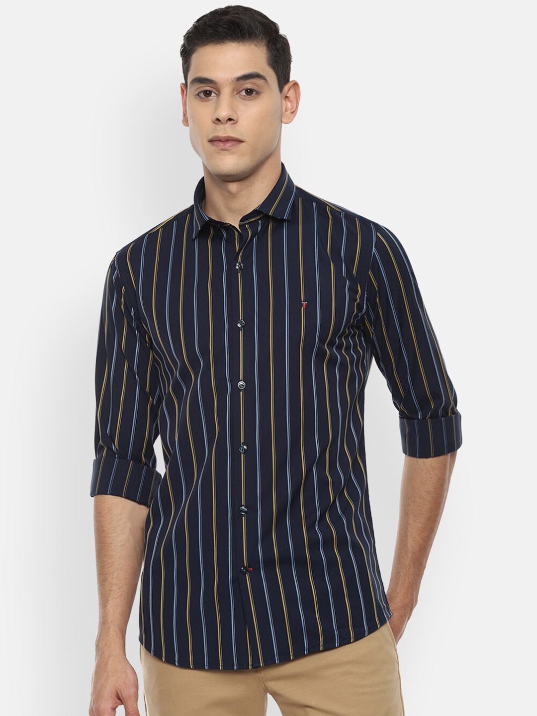 

Louis Philippe Sport Men Navy Blue Slim Fit Striped Casual Shirt
