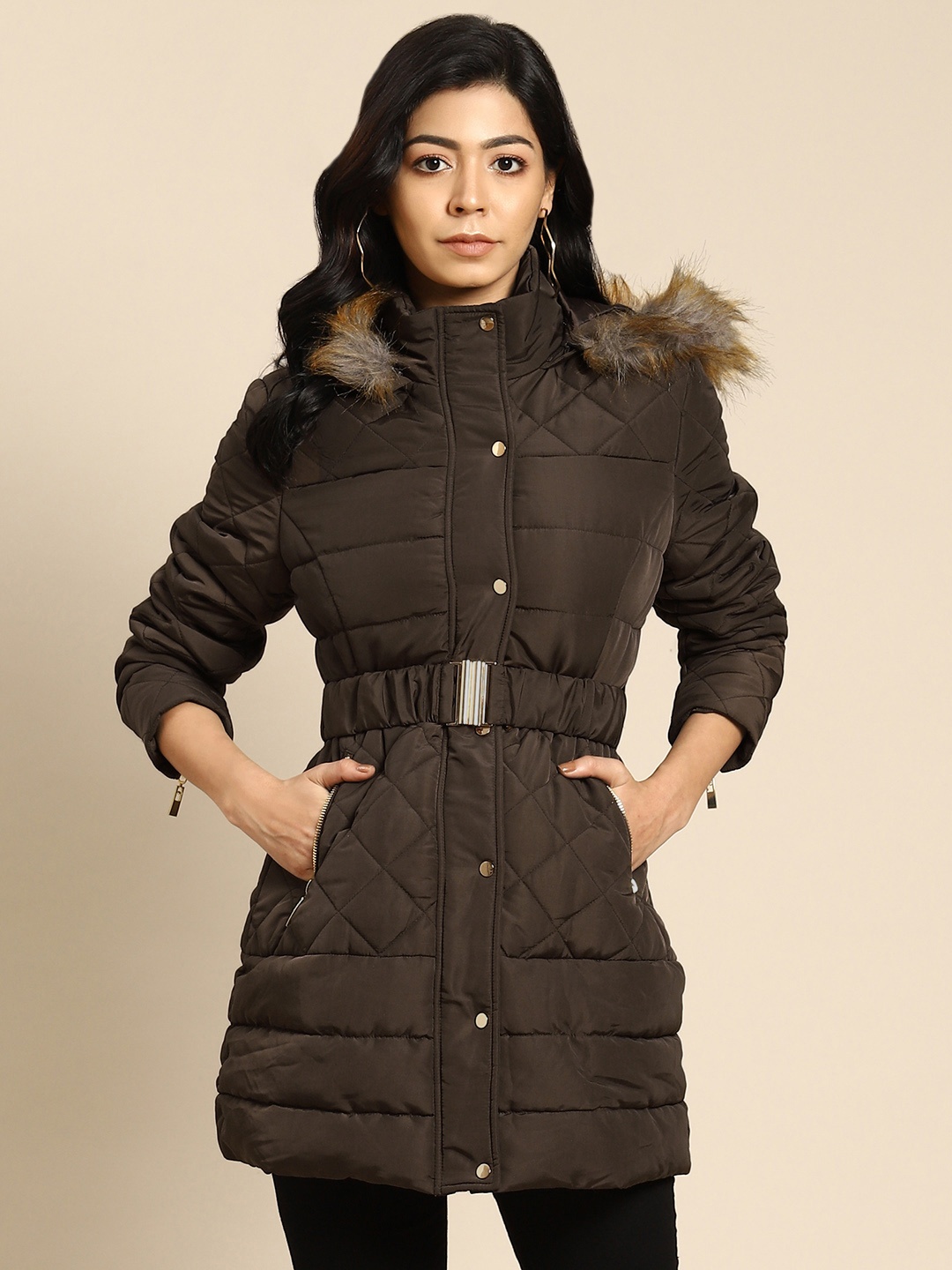 

COVER STORY Women Brown Longline Parka Jacket