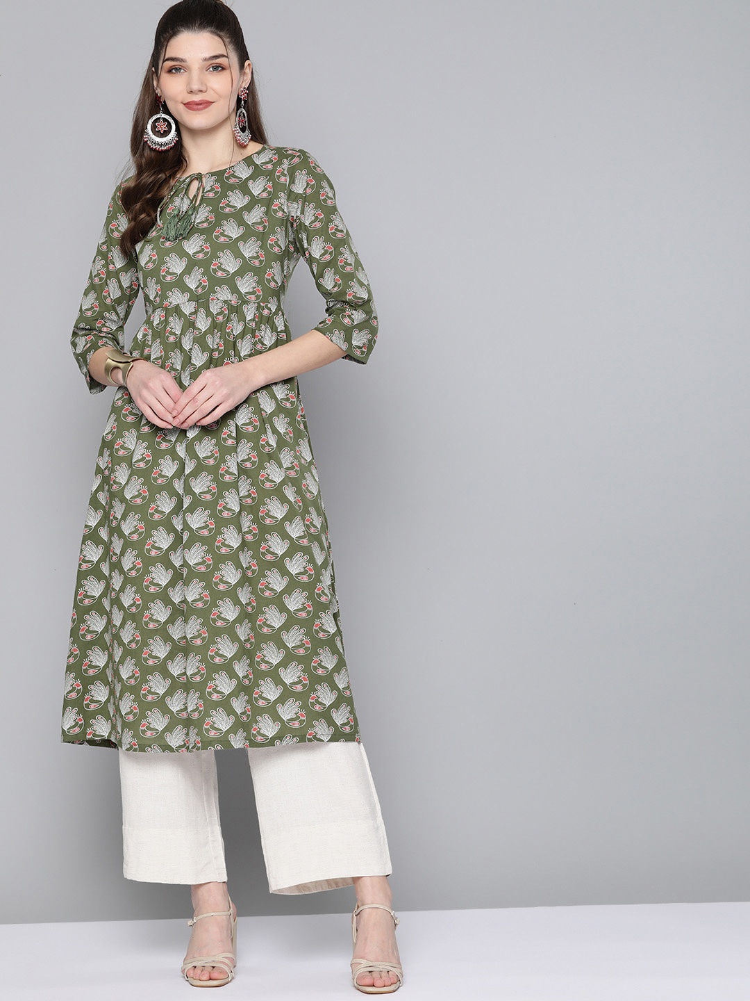 

HERE&NOW Women Multicoloured Ethnic Motifs Embellished Floral Kurta, Multi