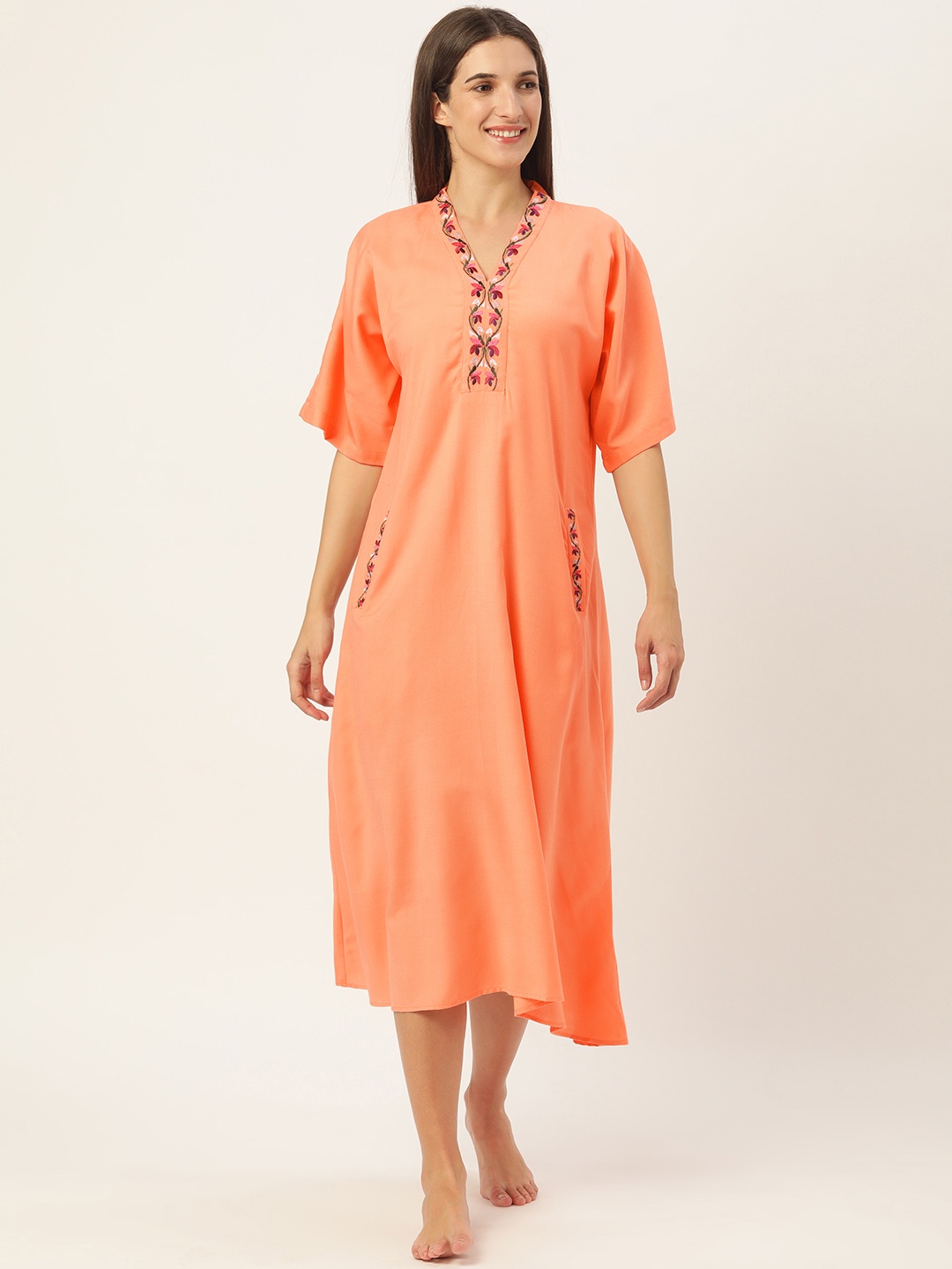 

GALYPSO Coral Embroidered Midi Nightdress