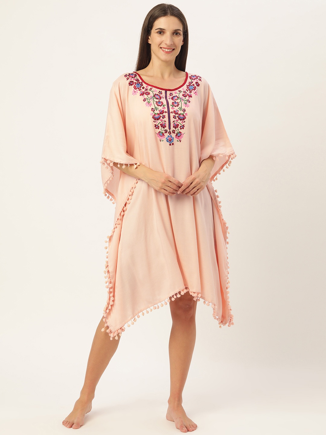 

GALYPSO Pink Embroidered Nightdress with Pom Pom Detail