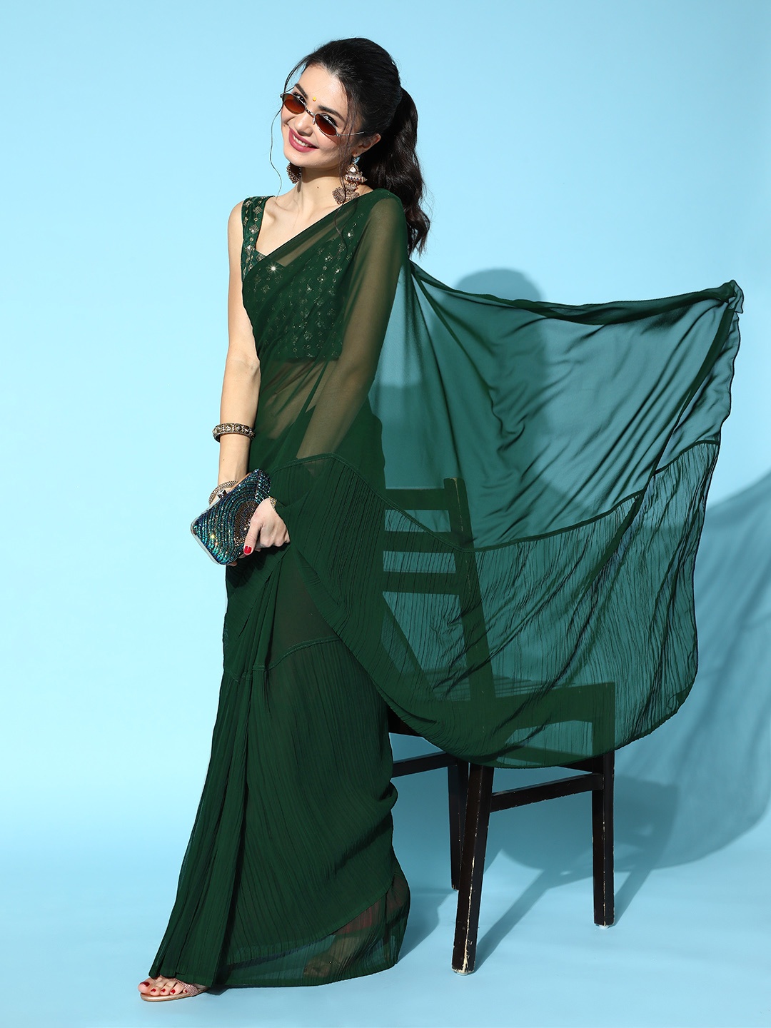 

Saree mall Green Saree