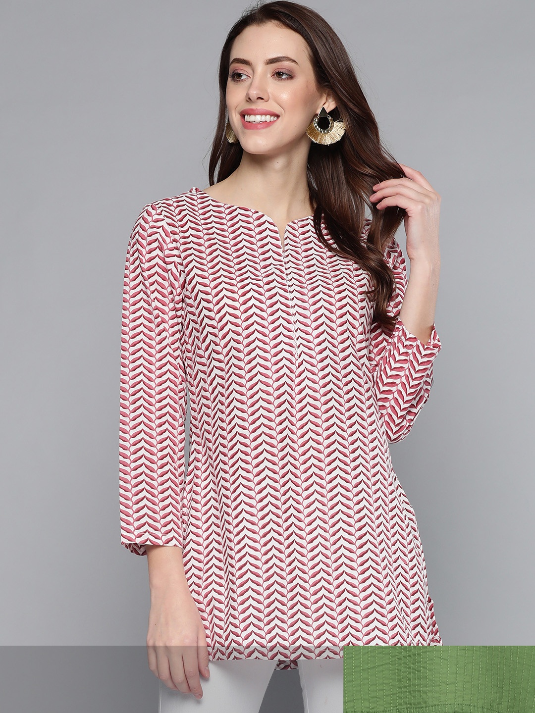 

HERE&NOW Women Pack of 2 Striped Pure Cotton Kurti, Pink