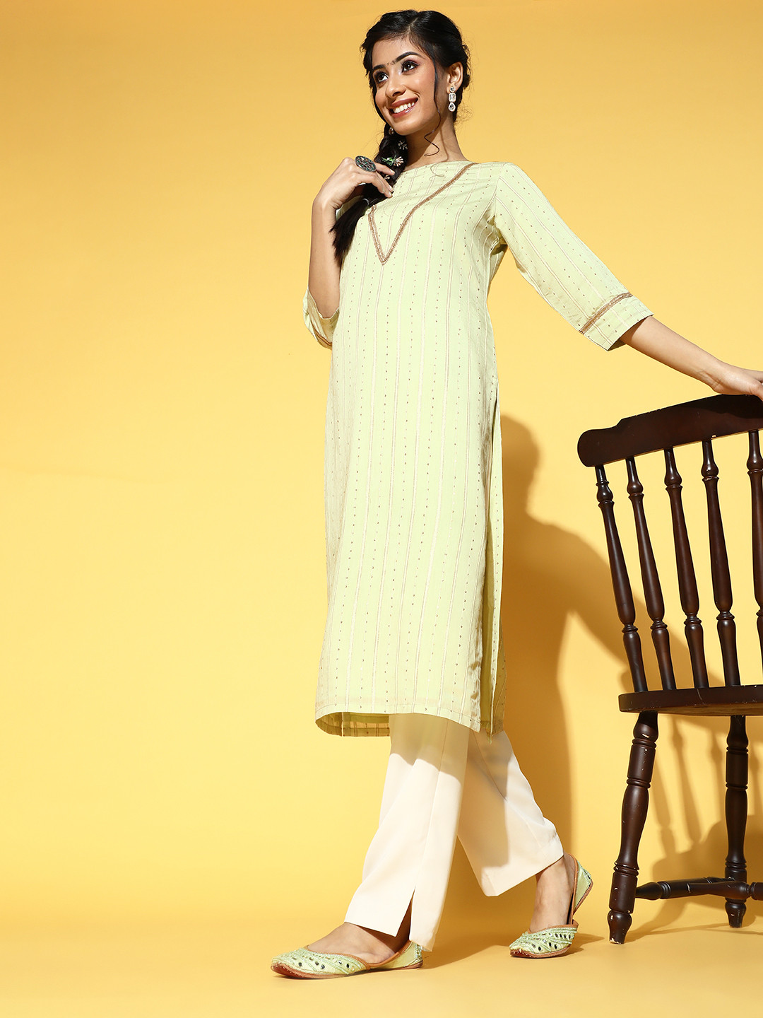 

Libas Gorgeous Green Chanderi Silk Pastel Kurta