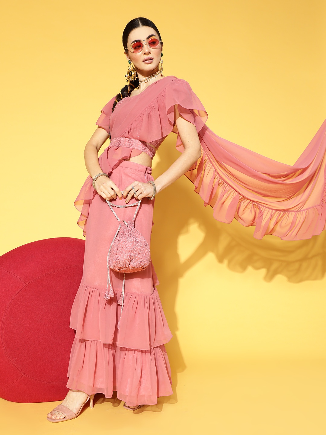 

Libas Mauve Pure Georgette Saree