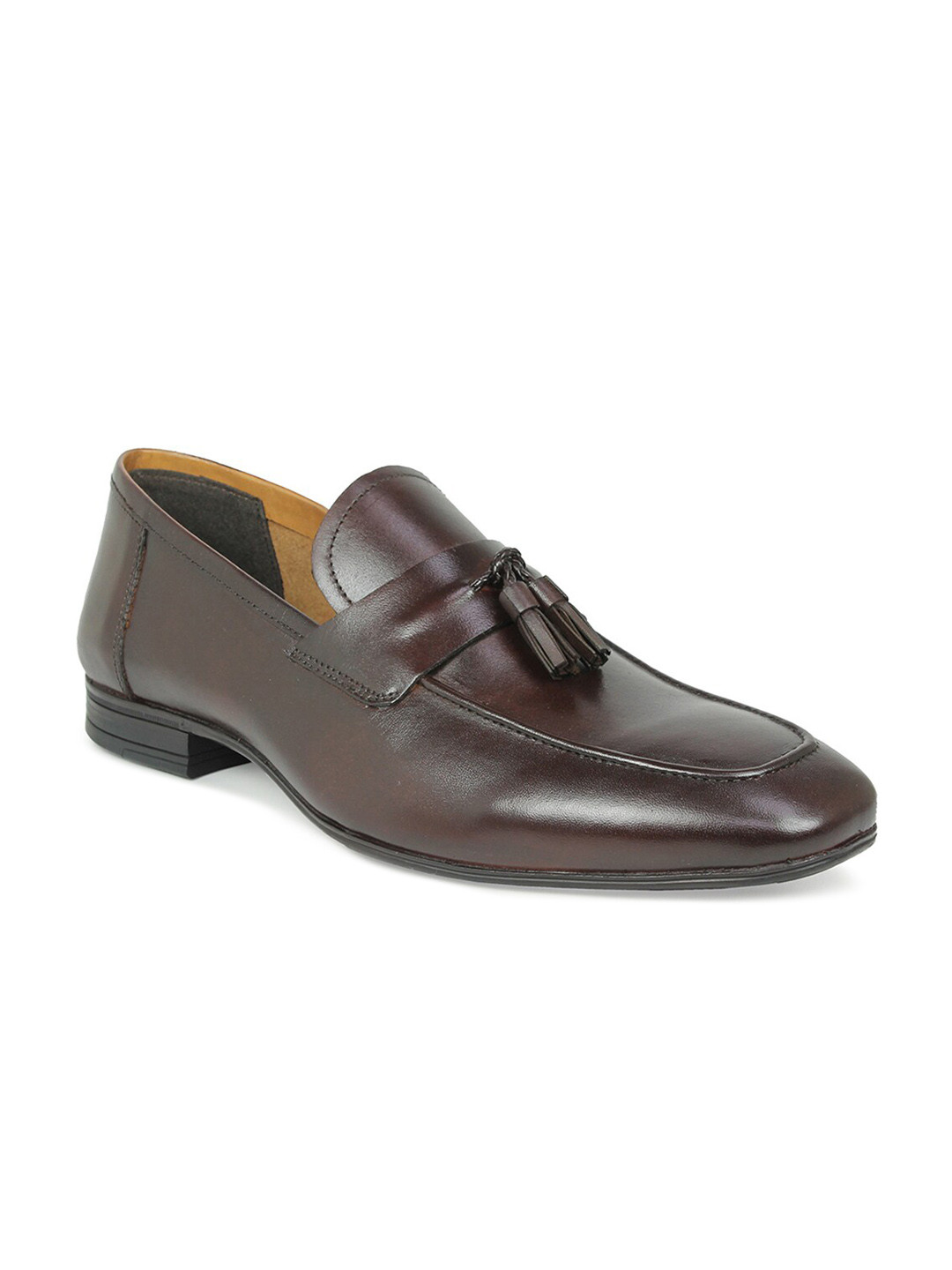 

PRIVO Men Brown Solid Leather Formal Loafers