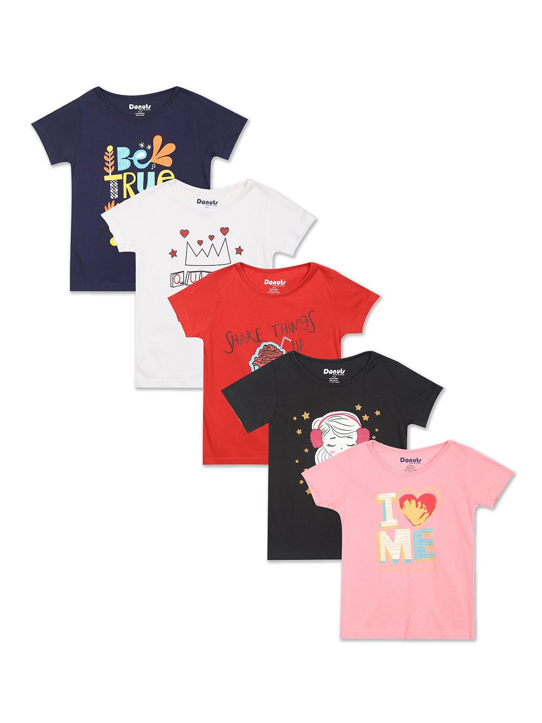

Donuts Girls Pack of 5 Assorted Printed T-shirts