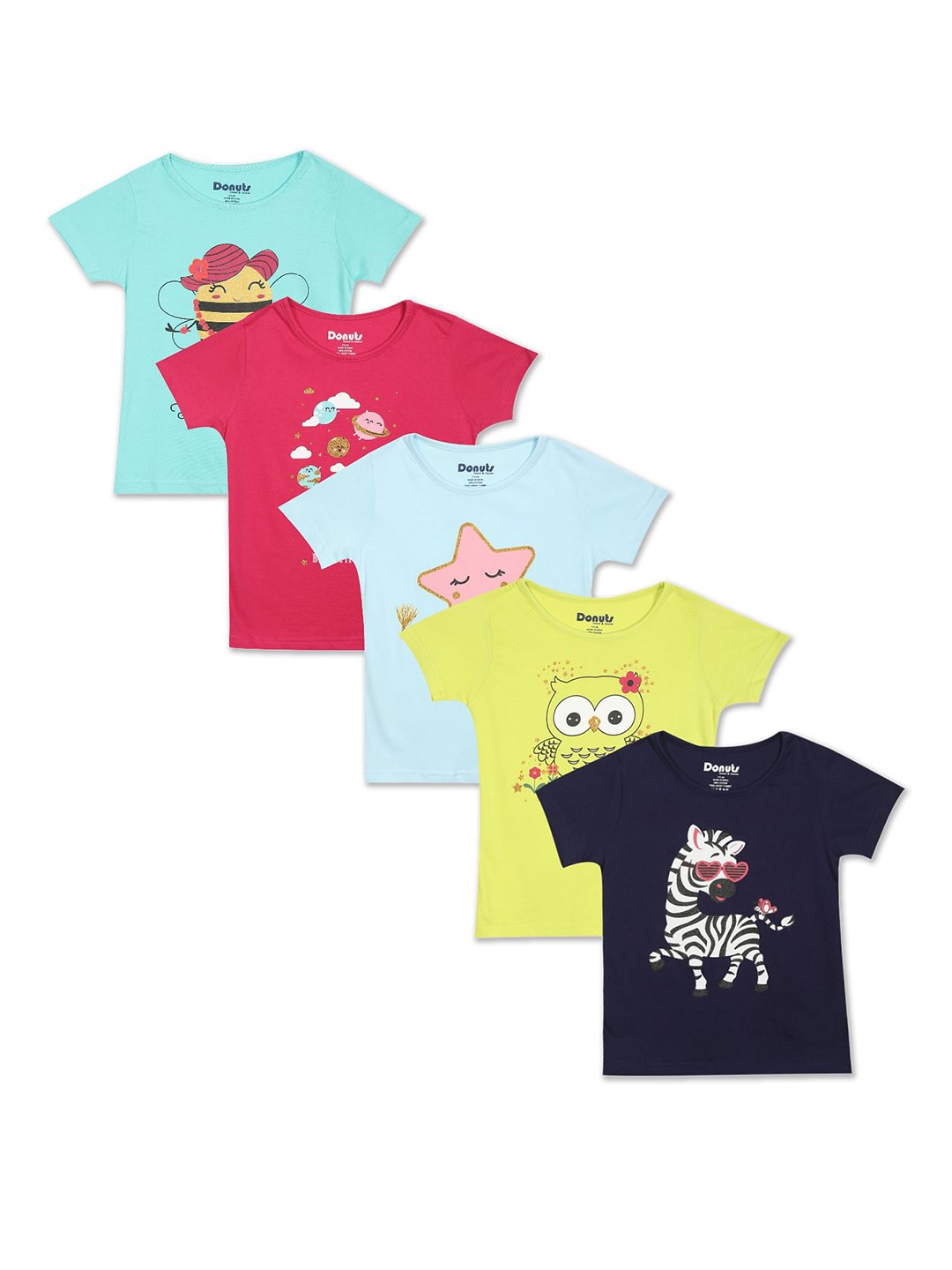 

Donuts Girls Pack Of 5 Assorted Printed T-shirt