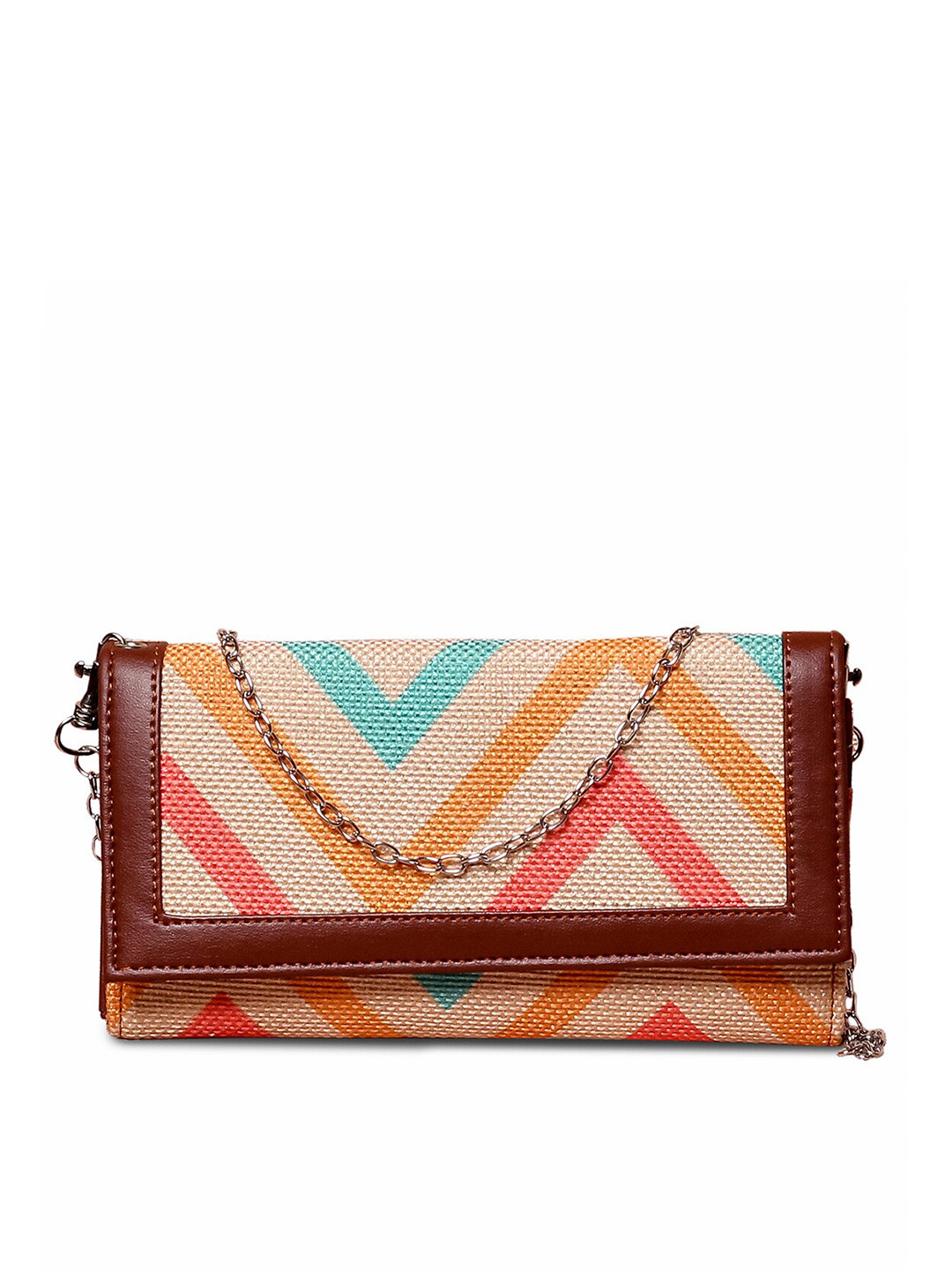 

ZOUK Women Pink & Yellow Printed Two Fold Wallet With Sling