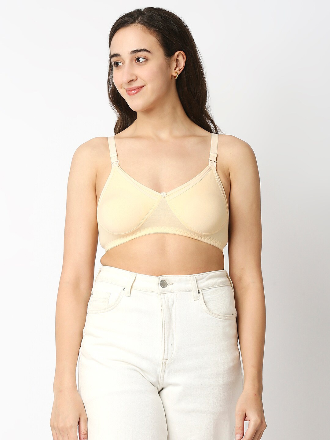 

MeeMee Cream-Coloured Cotton Maternity Bra Lightly Padded