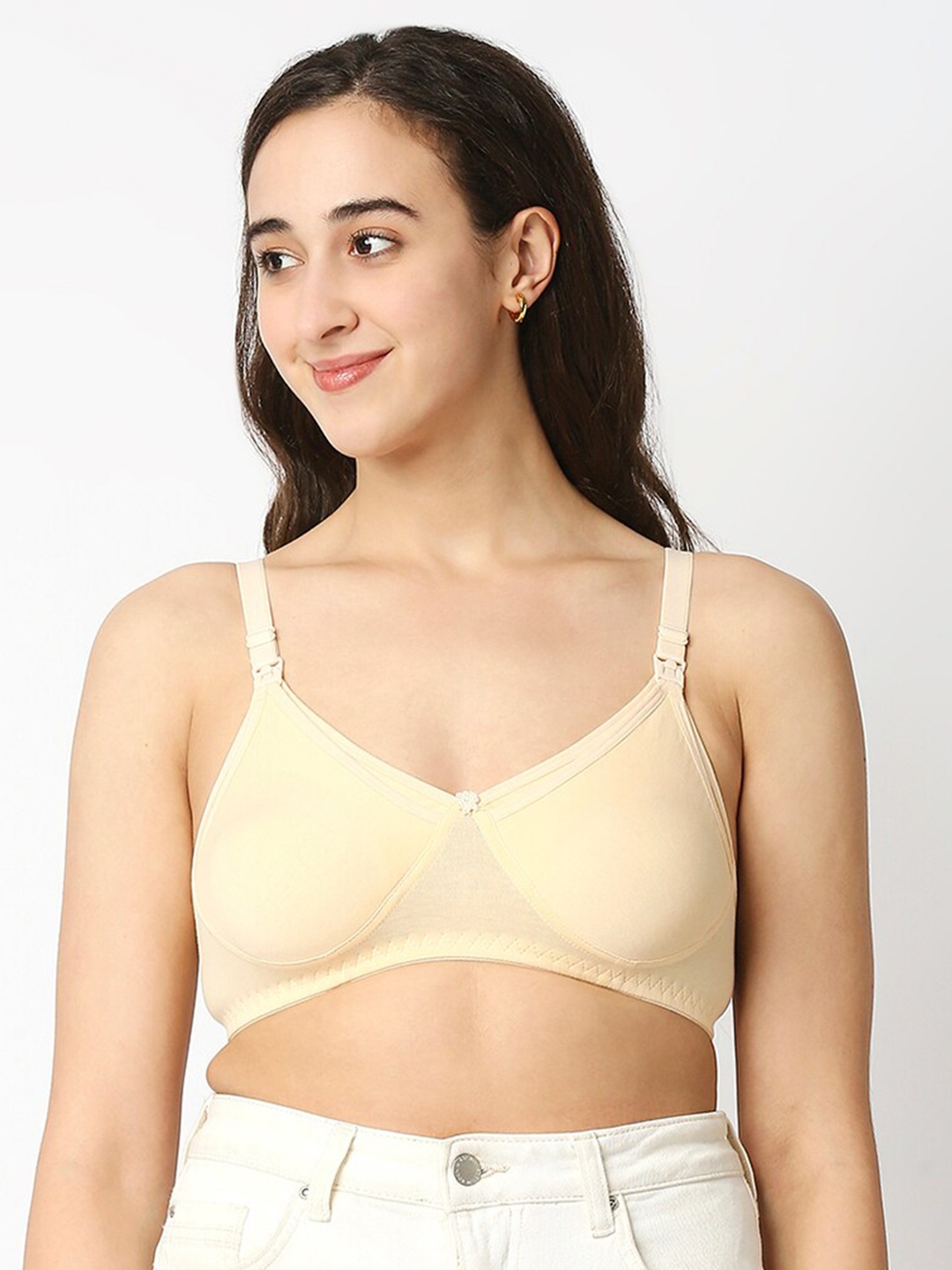 

MeeMee Cream-Coloured Maternity Cotton Bra