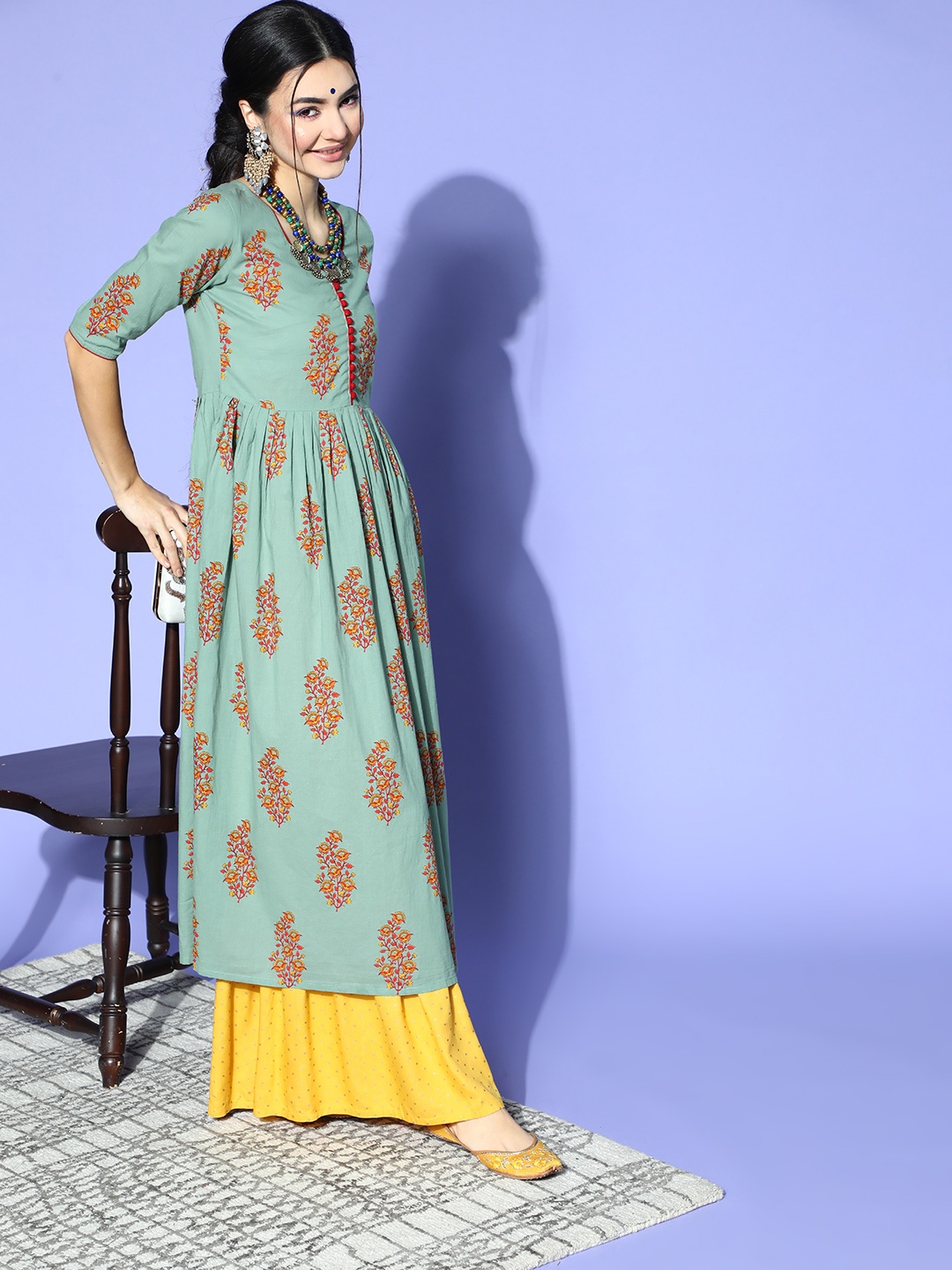 

AHIKA Gorgeous Green Ethnic Motifs Kurta