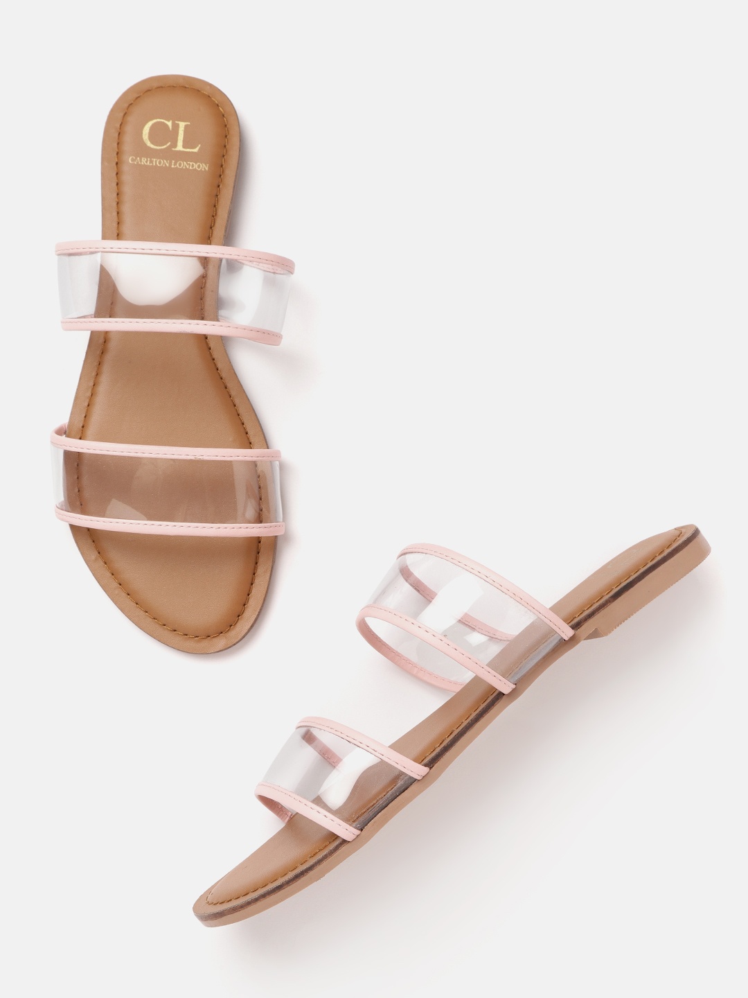 

Carlton London Women Transparent & Pink Solid Open Toe Flats