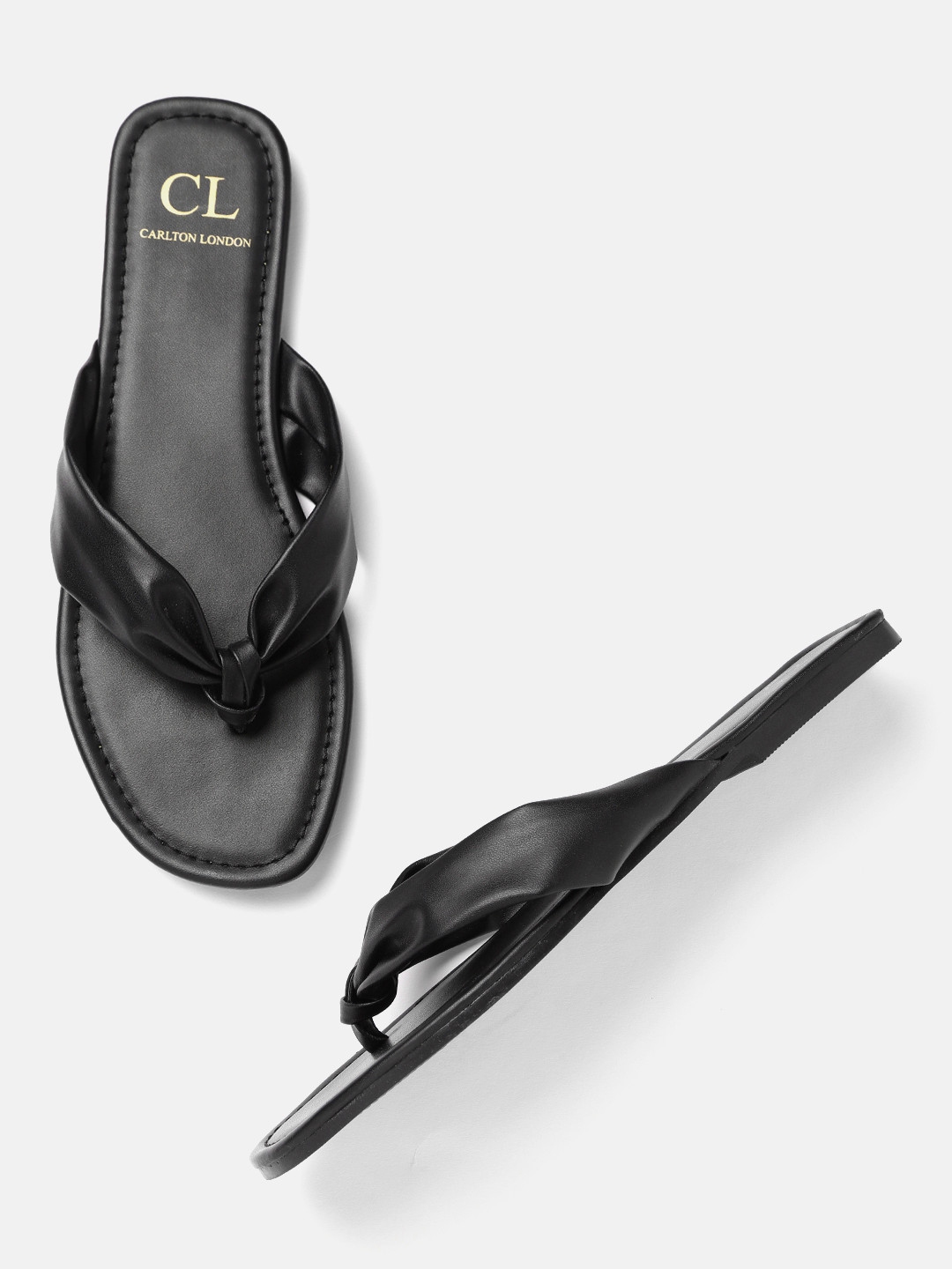 

Carlton London Women Black Solid Open Toe Flats