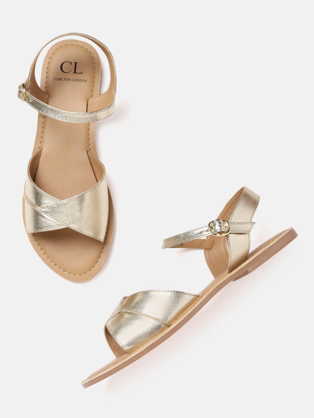 

Carlton London Women Gold-Toned Solid Open Toe Flats