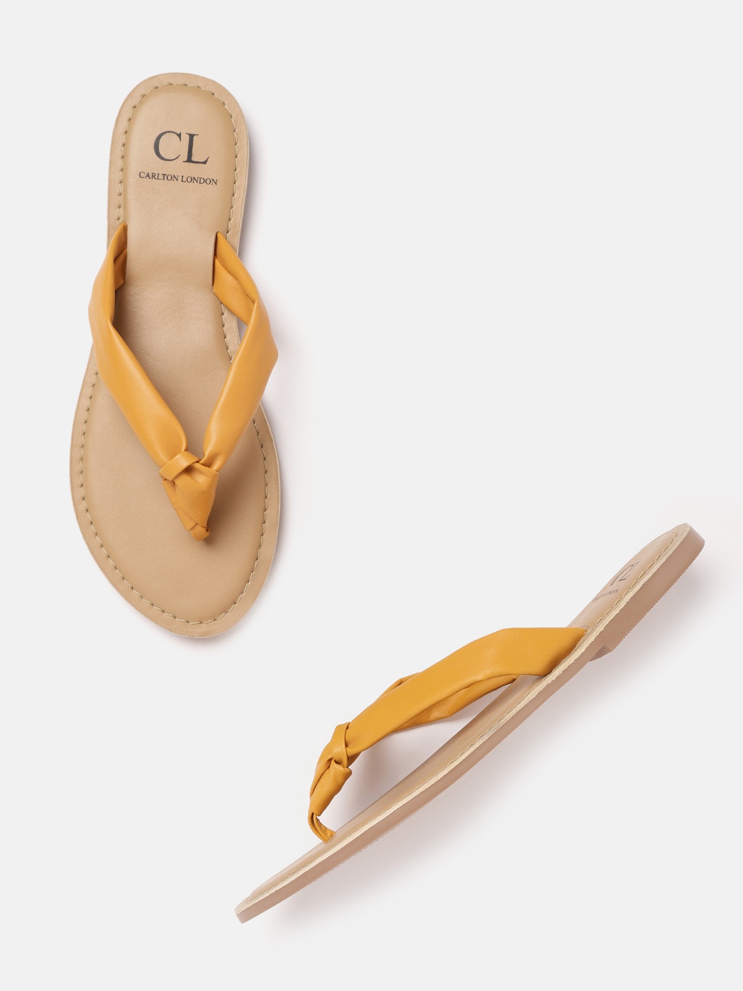 

Carlton London Women Mustard Yellow Solid Open Toe Flats