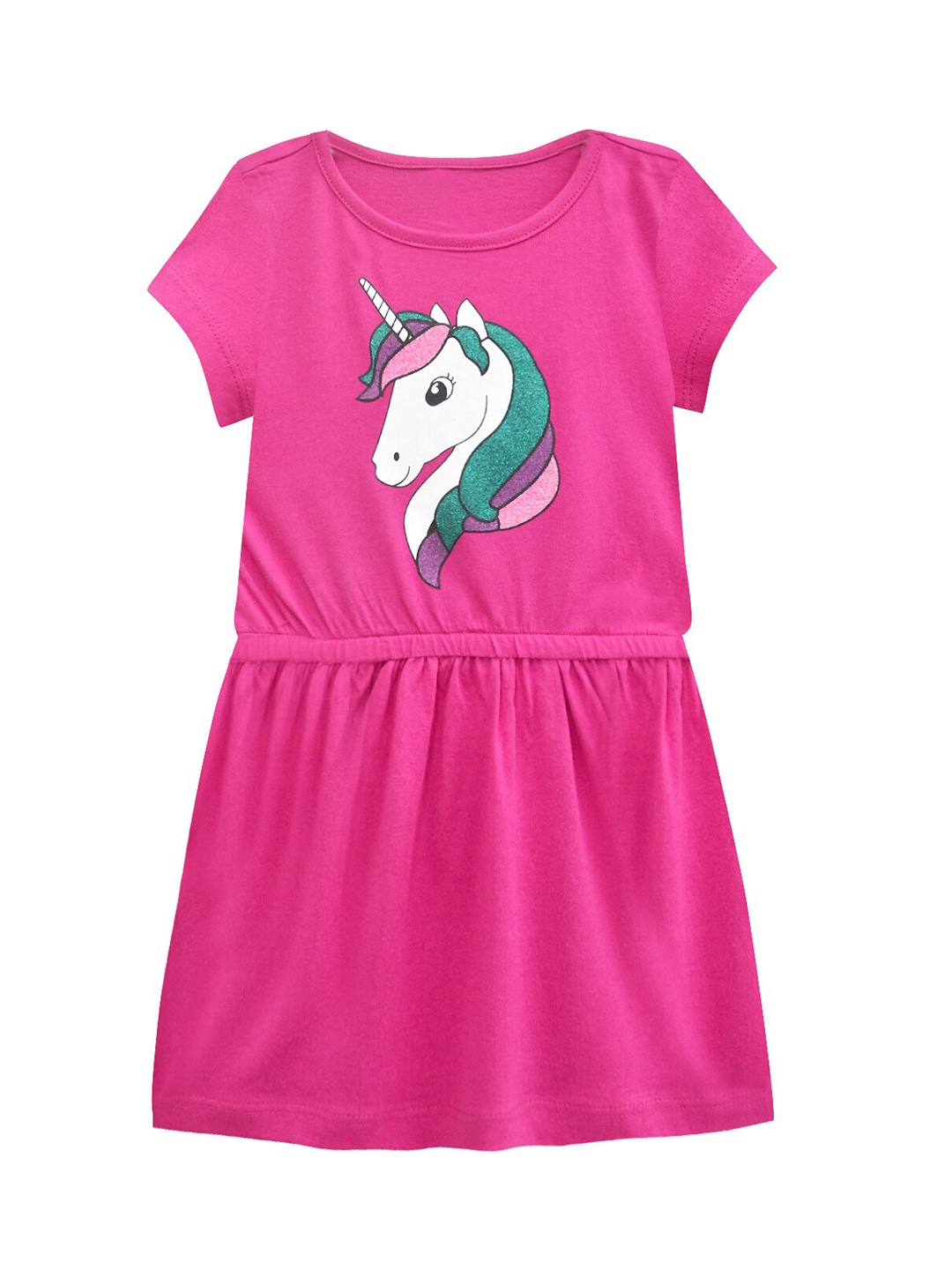 

A T U N Fuchsia Unicorn Drop-Waist Dress