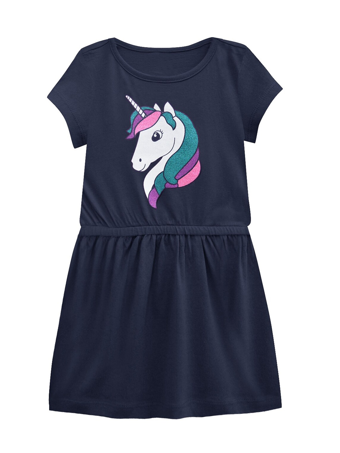 

A T U N Navy Blue & White Dress