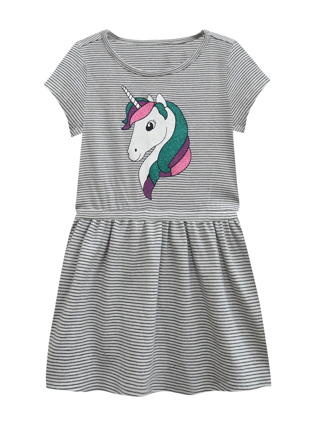 

A T U N Grey Striped Dress