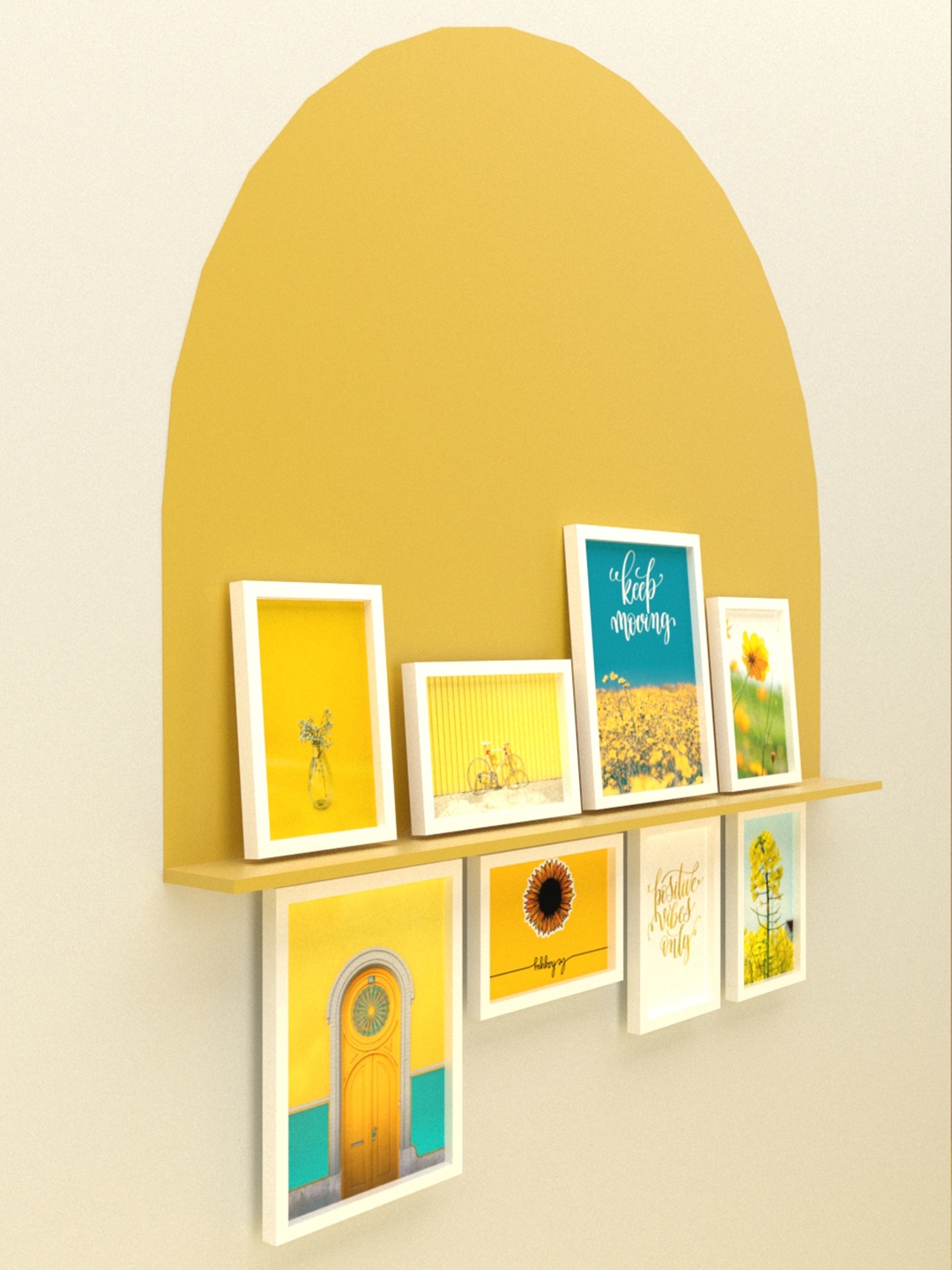 

Art Street Set Of 8 Sunshine Senorita Theme Framed Painting Wall Arts, Yellow