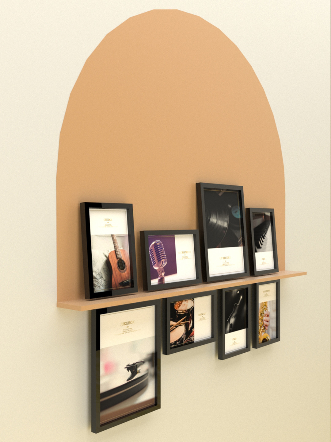 

Art Street Set Of 8 Musical Instruments Theme Framed Painting Wall Arts, White