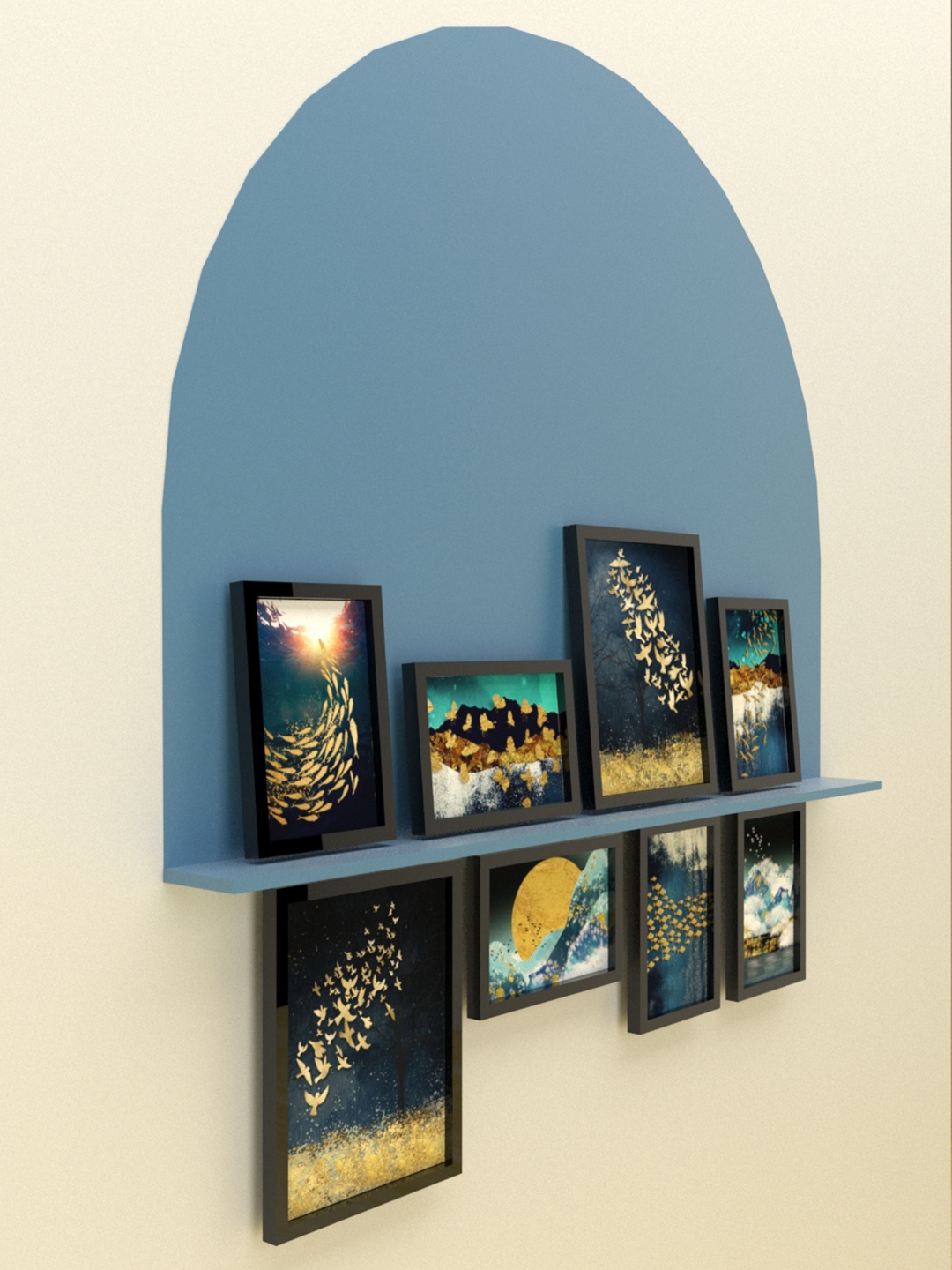 

Art Street Set Of 8 Ocean Galaxy Framed Poster Wall Arts, Black