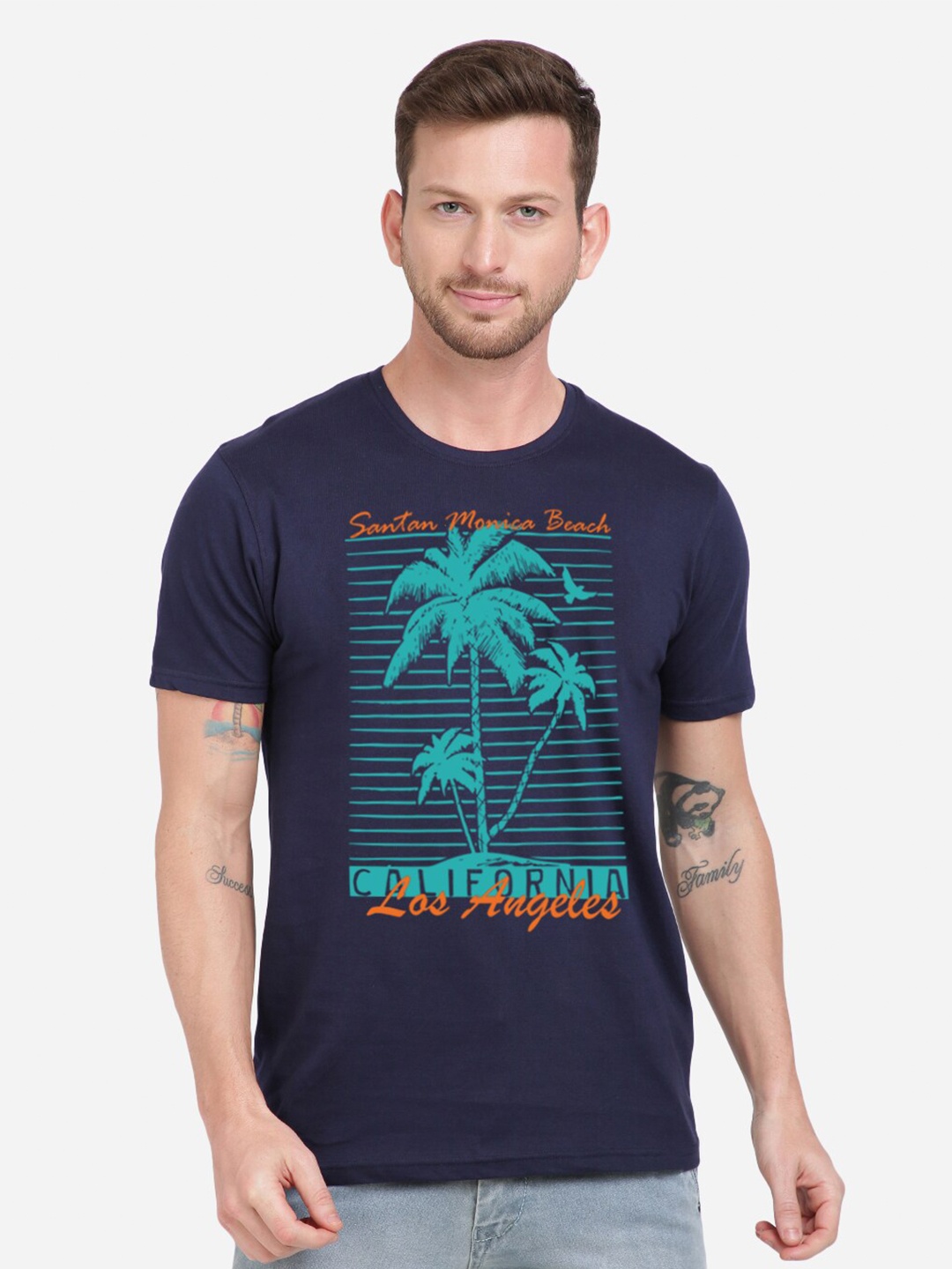 

MASH UNLIMITED Men Navy Blue Printed Slim Fit T-shirt