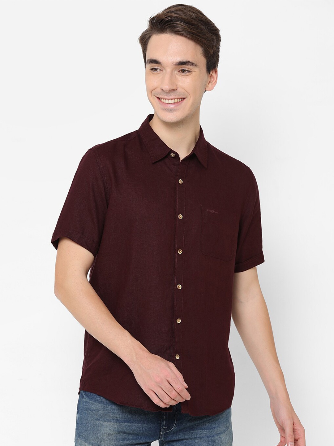 

Pepe Jeans Men Burgundy Casual Shirt
