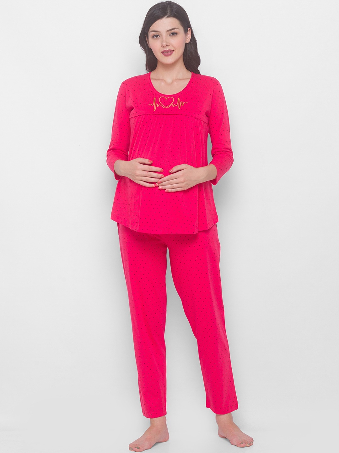 

AV2 Women Red & Black Printed Pure Cotton Night suit