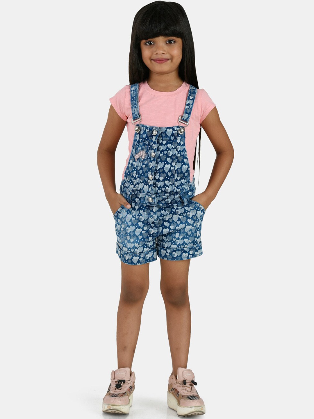 

Peppermint Girls Blue Printed Dungarees