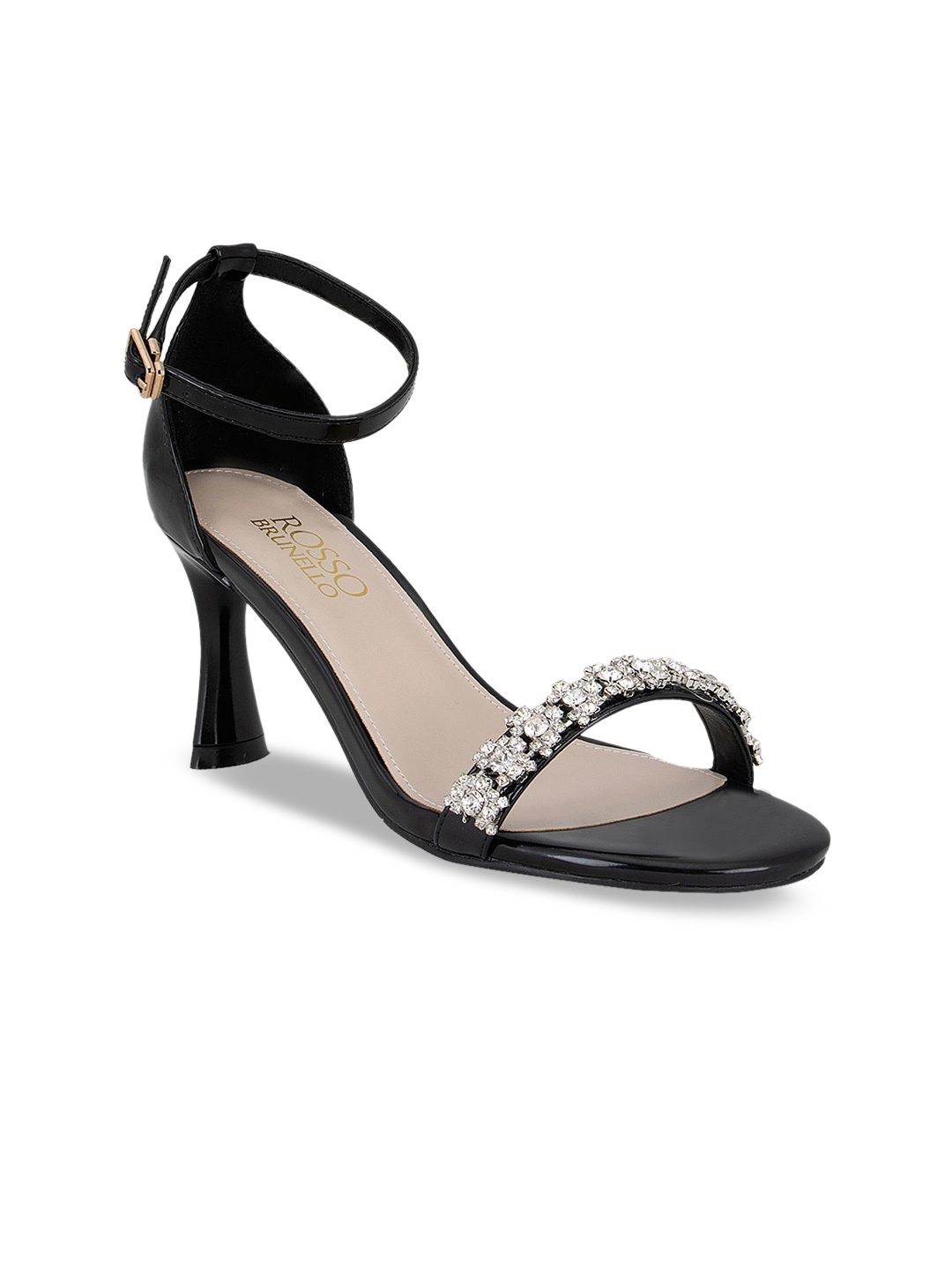 

ROSSO BRUNELLO Black Embellished Leather Sandals