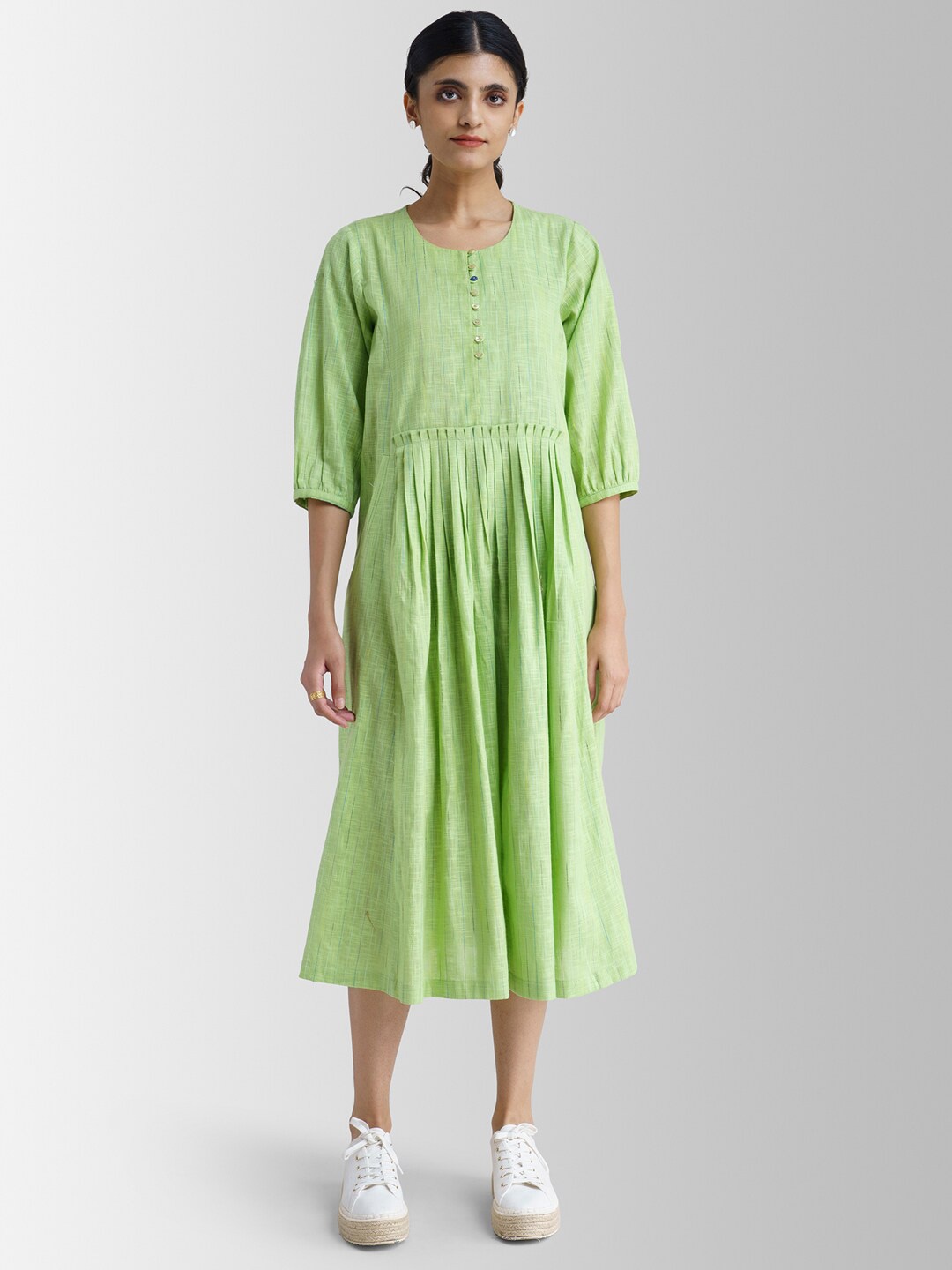

Pink Fort Green A-Line Midi Dress