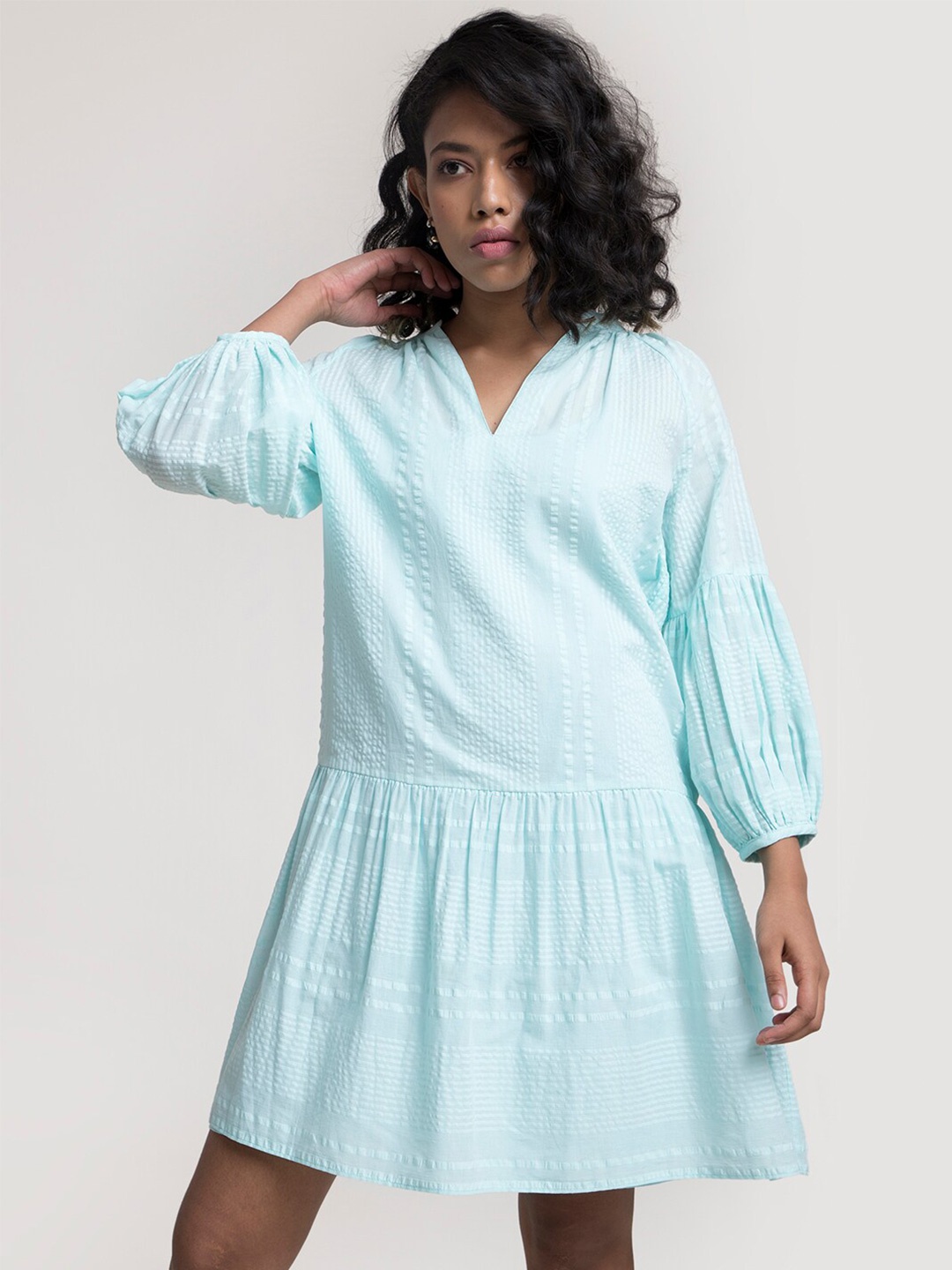 

Pink Fort Blue Drop-Waist Dress