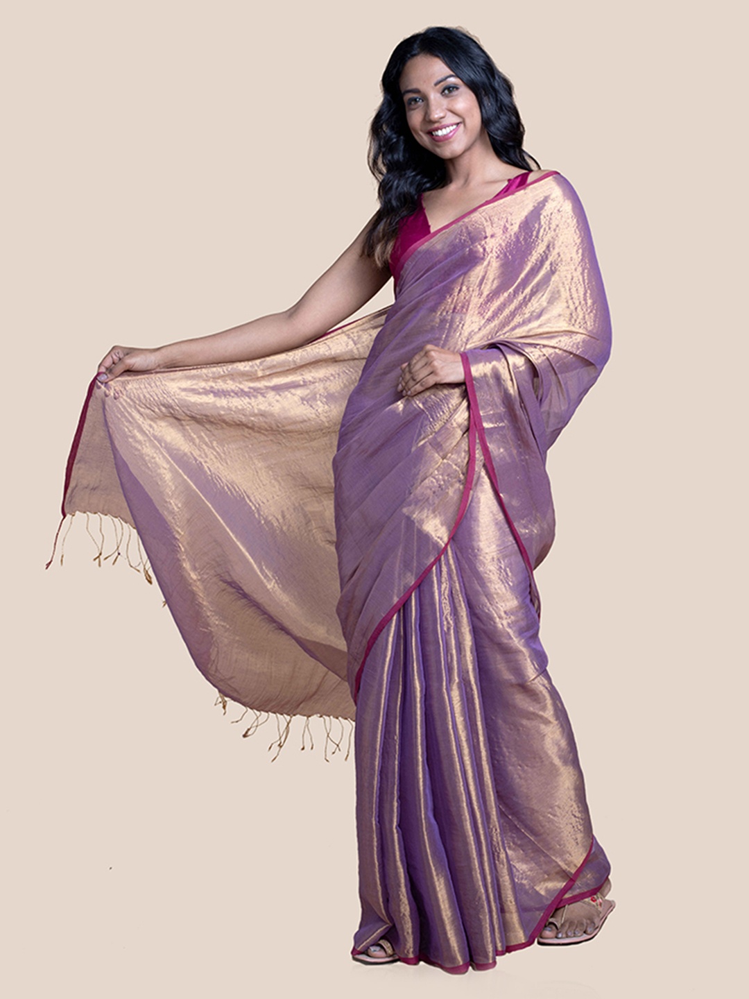 

Suta Purple & Pink Zari Saree