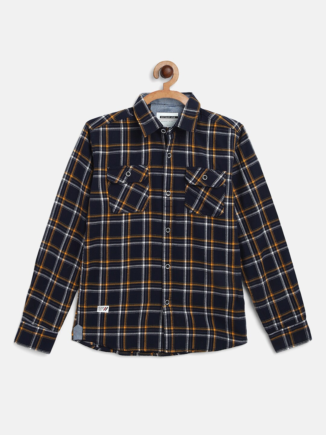 

Octave Boys Yellow & Navy blue Tartan Checks Checked Casual Shirt