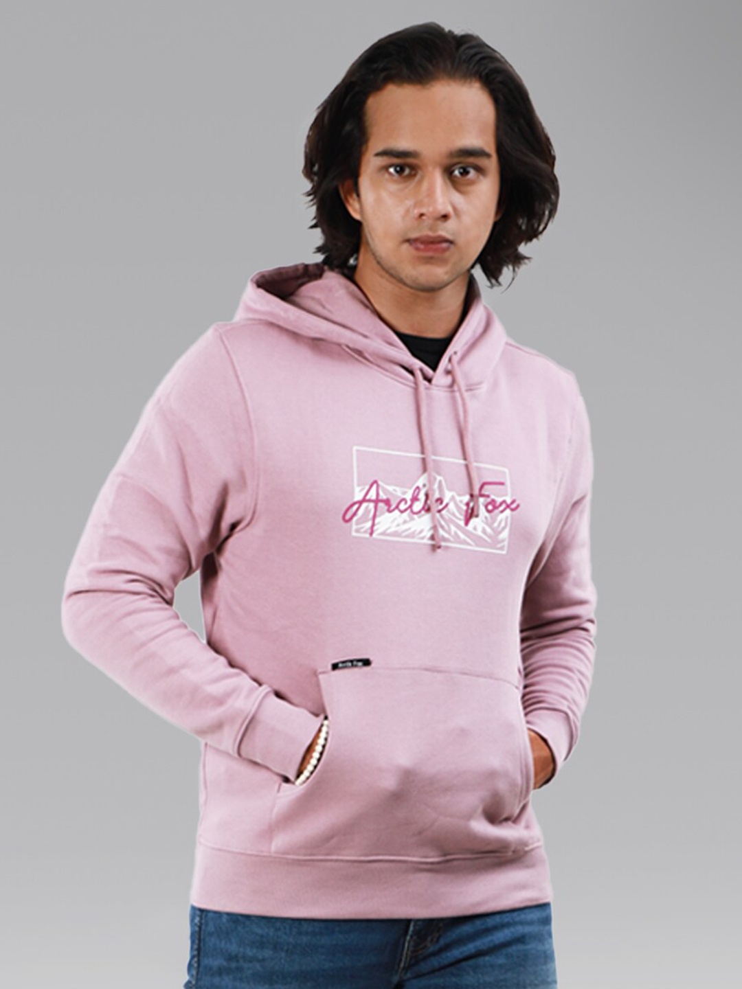 

Arctic Fox Unisex Pink Printed Hooded Sweatshirt