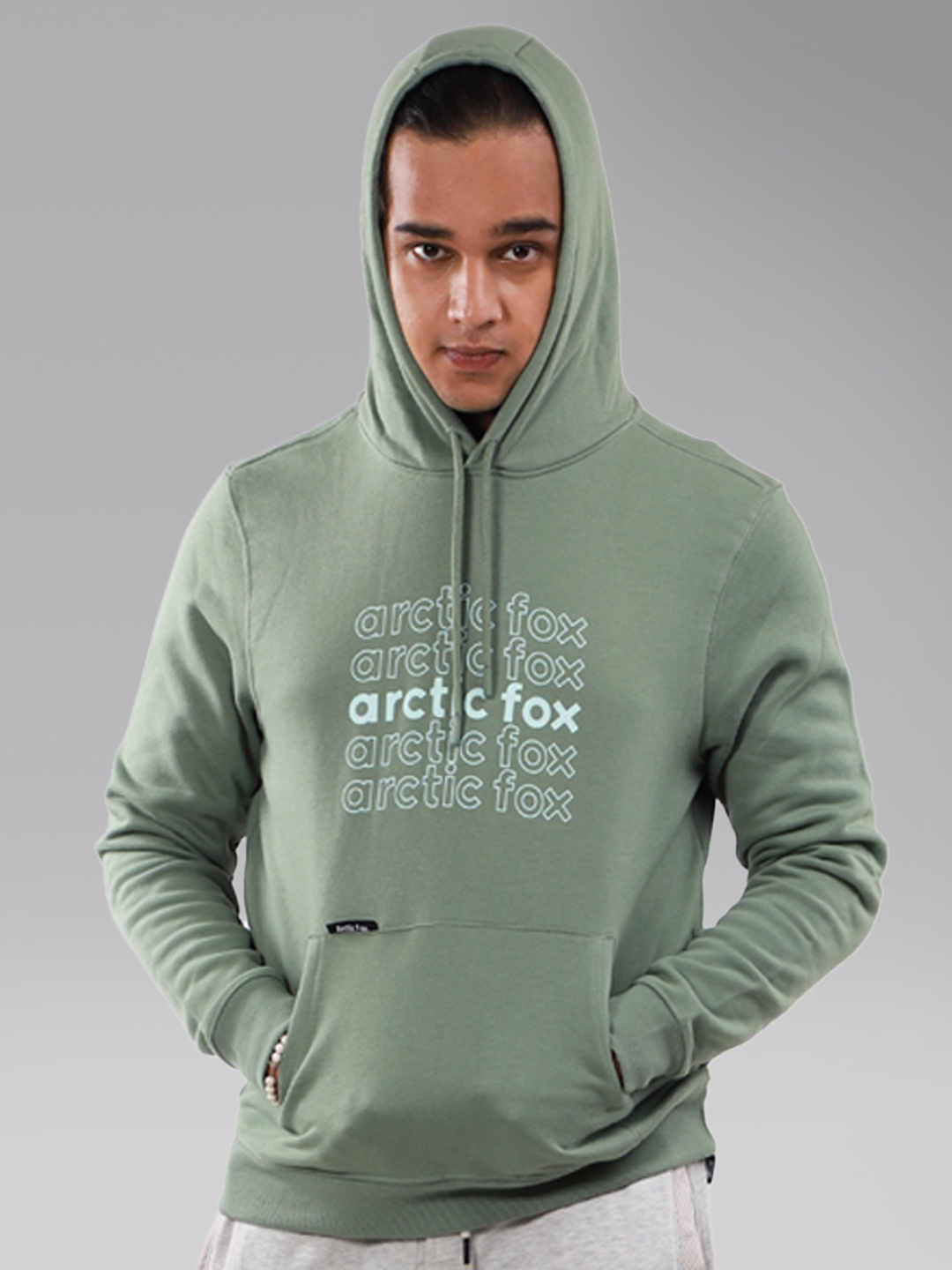 

Arctic Fox Unisex Green Printed Hooded Sweatshirt