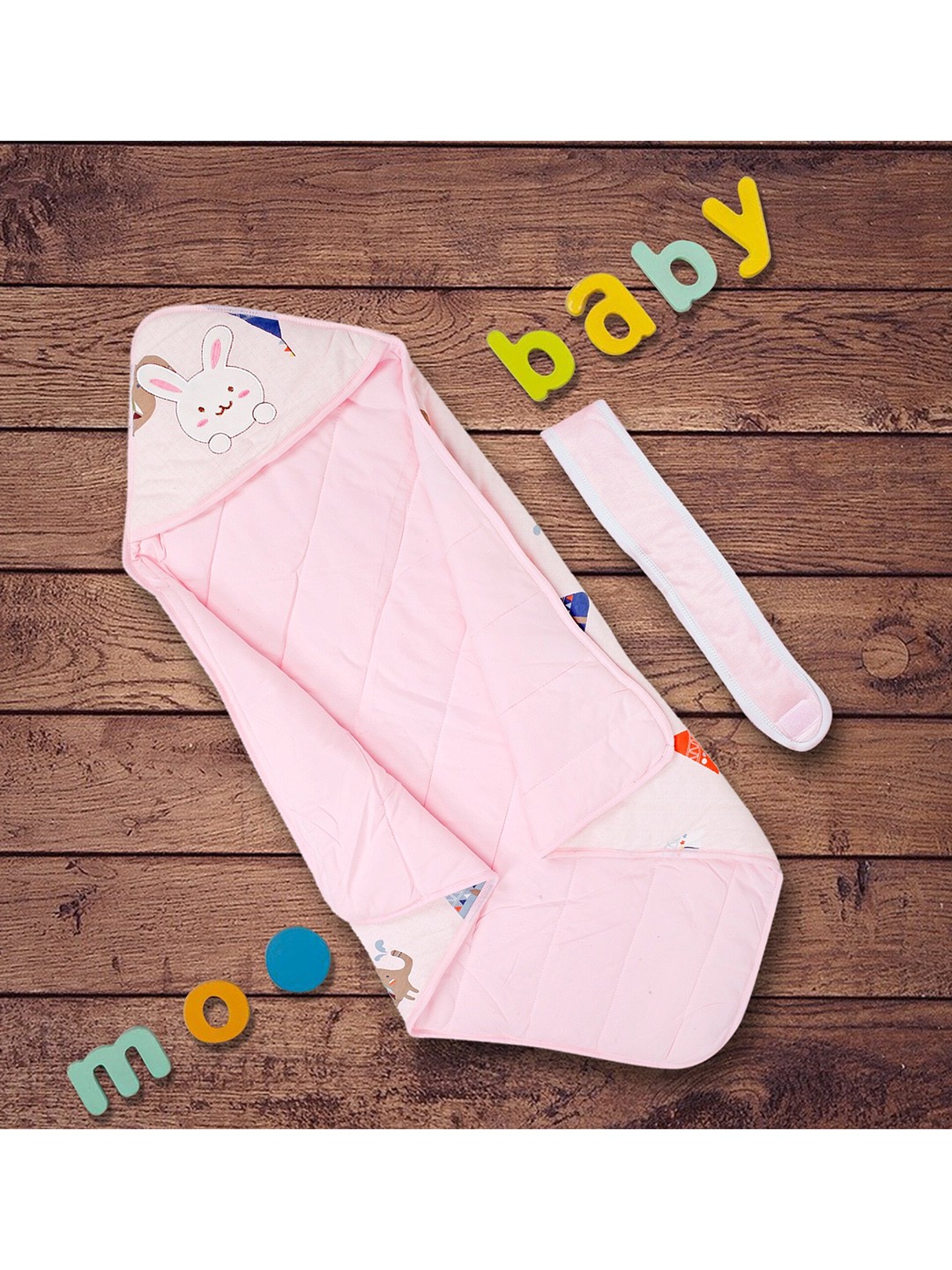 

Baby Moo Unisex Kids Pink Conversational Printed Wrapper