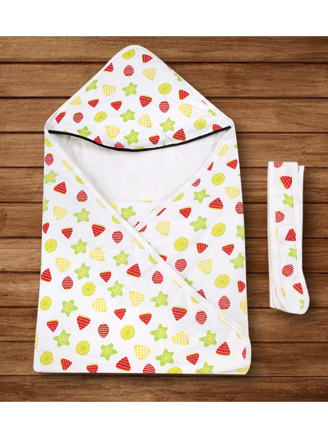 

Baby Moo Infants Multicoloured Fruity Printed Hooded Wrapper, Multi