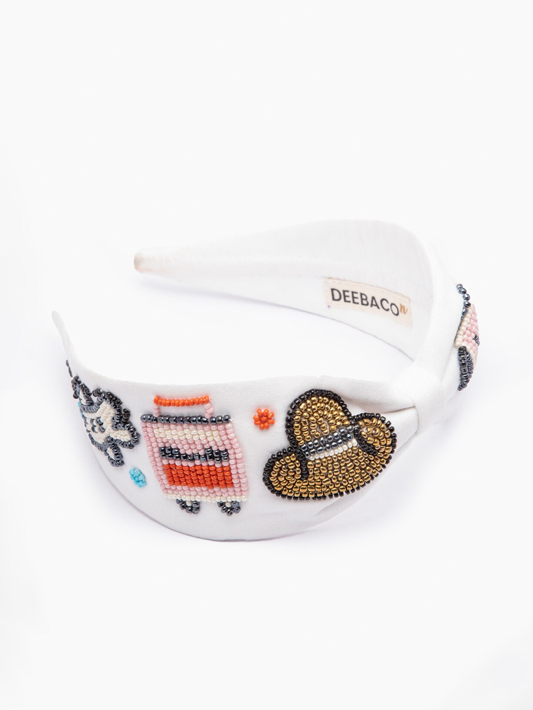 

DEEBACO Girls White & Gold-Toned Embellished Hairband