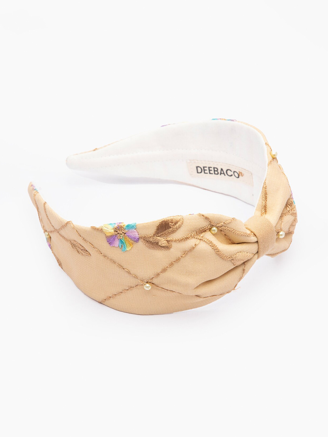 

DEEBACO Girls Beige & Gold-Toned Embellished Hairband