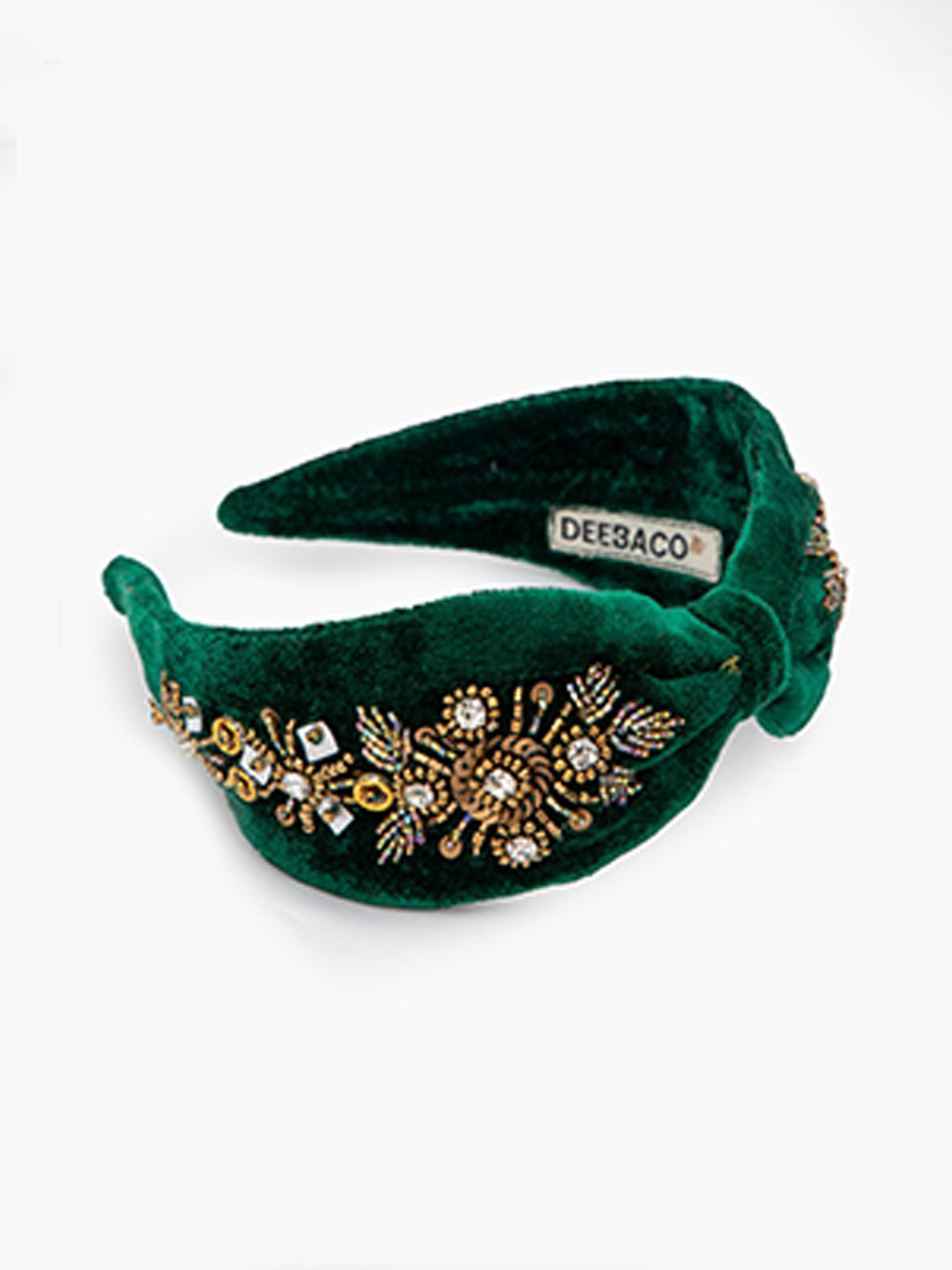 

DEEBACO Girls Green & Gold-Toned Embellished Headband