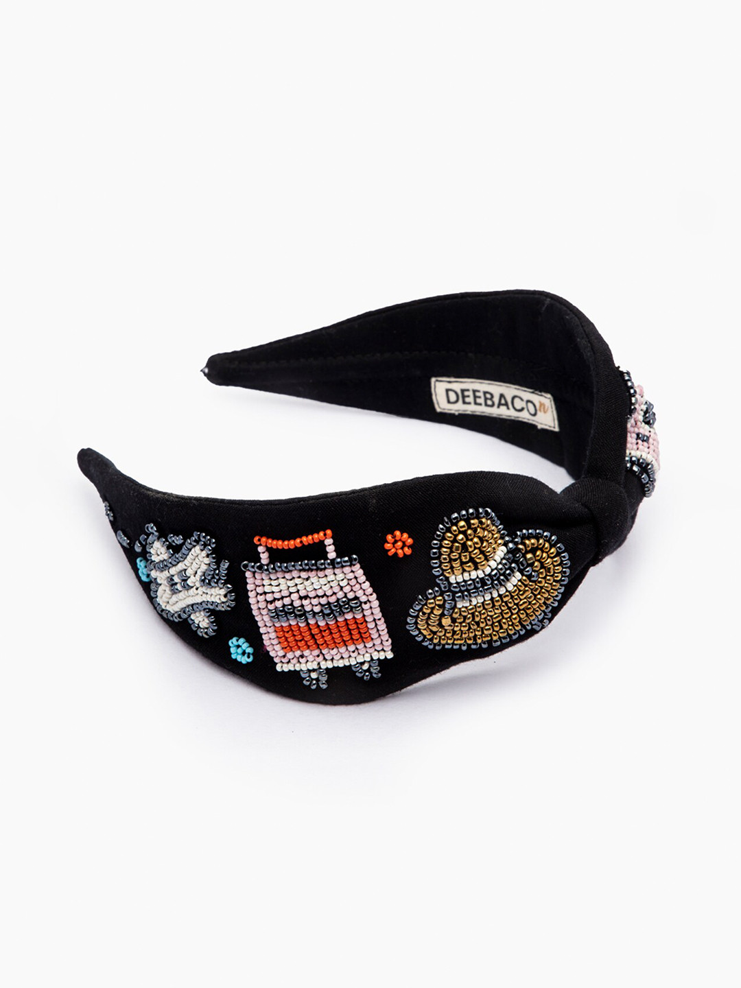 

DEEBACO Girls Black & Gold-Toned Embellished Hairband